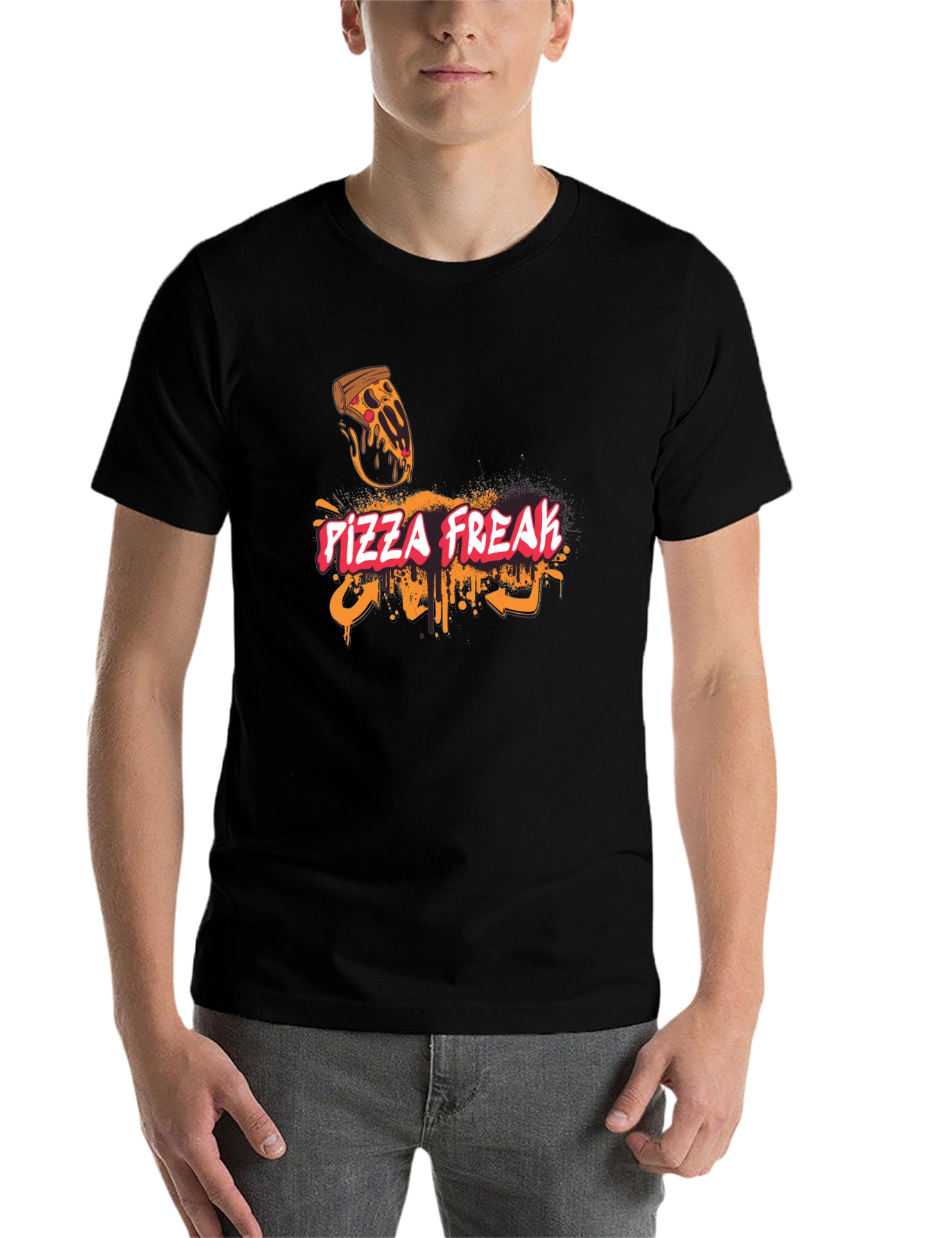 Black Pizza Freak Graphic T-Shirt - Unique Design view 7