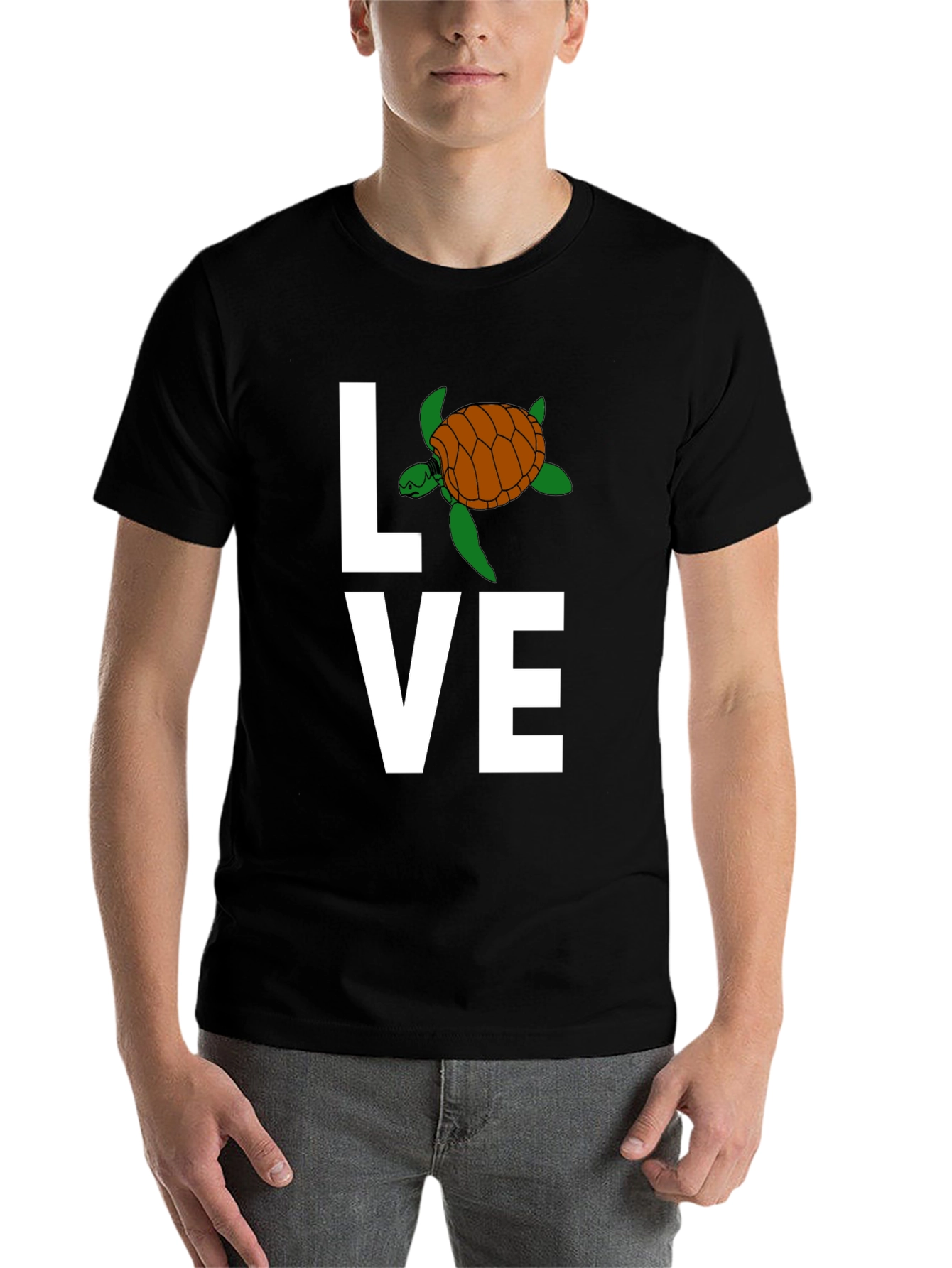 Black Love Turtle Graphic T-Shirt - Stylish Crew Neck Tee view 7