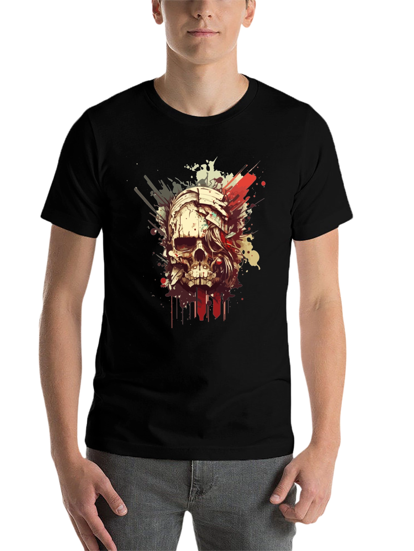 Black Skull Graphic Tee - Men's Black T-Shirt view 7