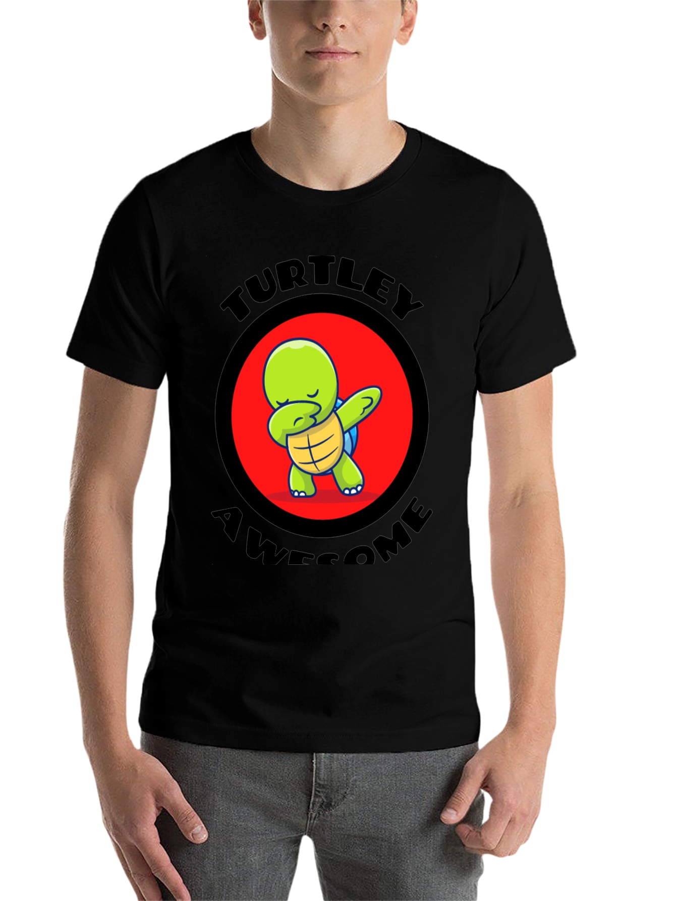 Black Turtley Awesome Turtle Dabbing T-Shirt view 7