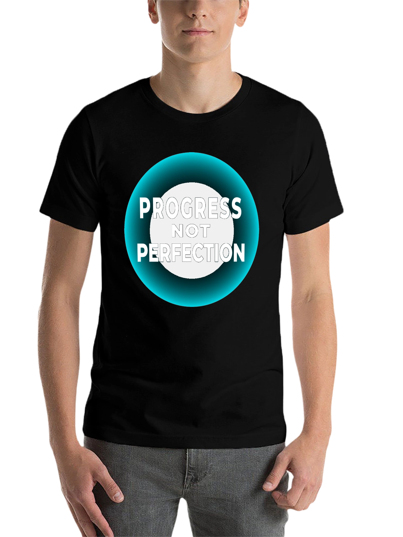 Black Progress Not Perfection Black T-Shirt view 7