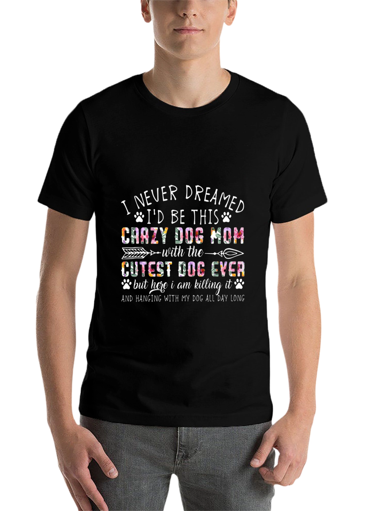 Black Crazy Dog Mom T-Shirt - Cute Pet Lover Apparel view 7