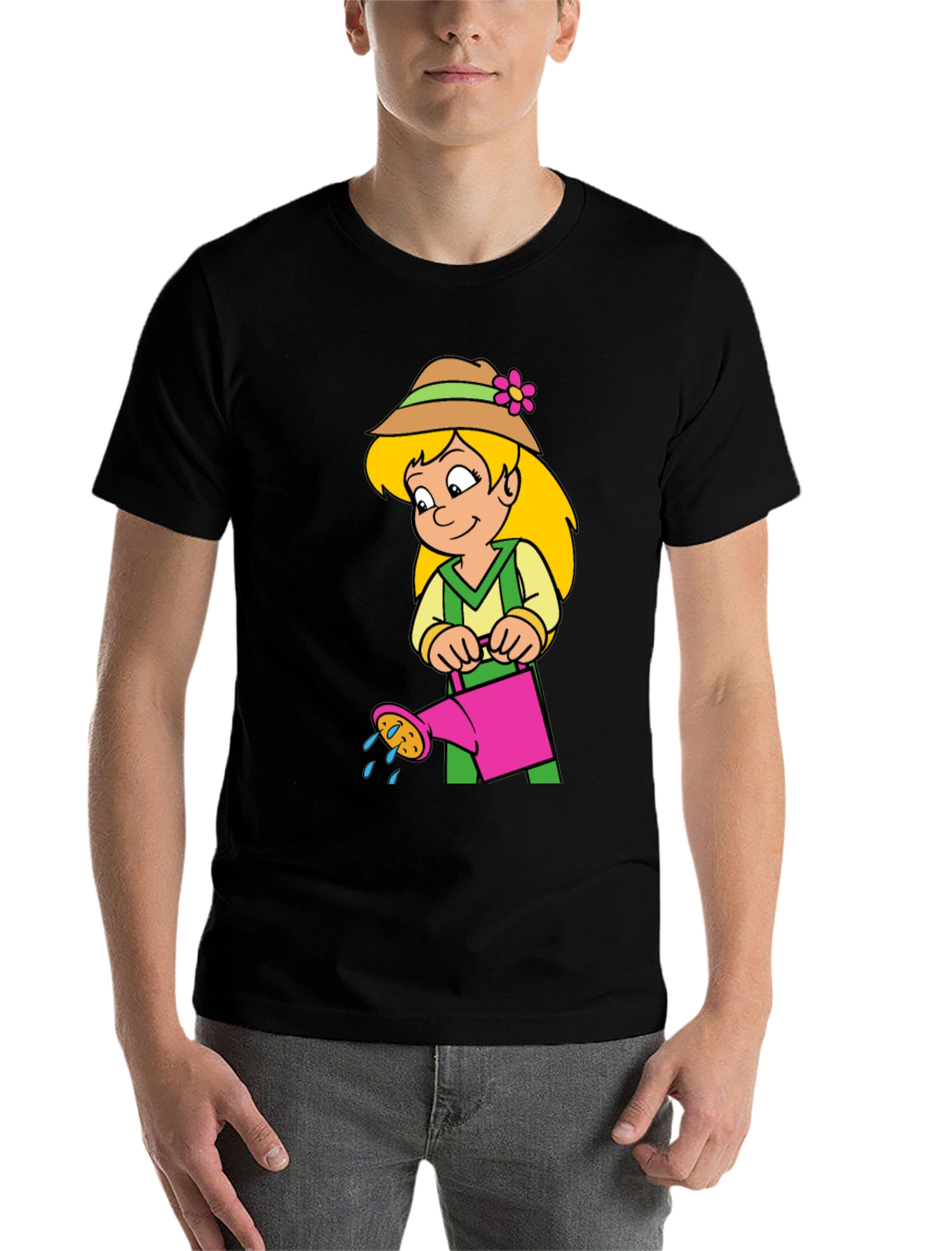 Black Gardener Girl Cartoon T-Shirt view 7