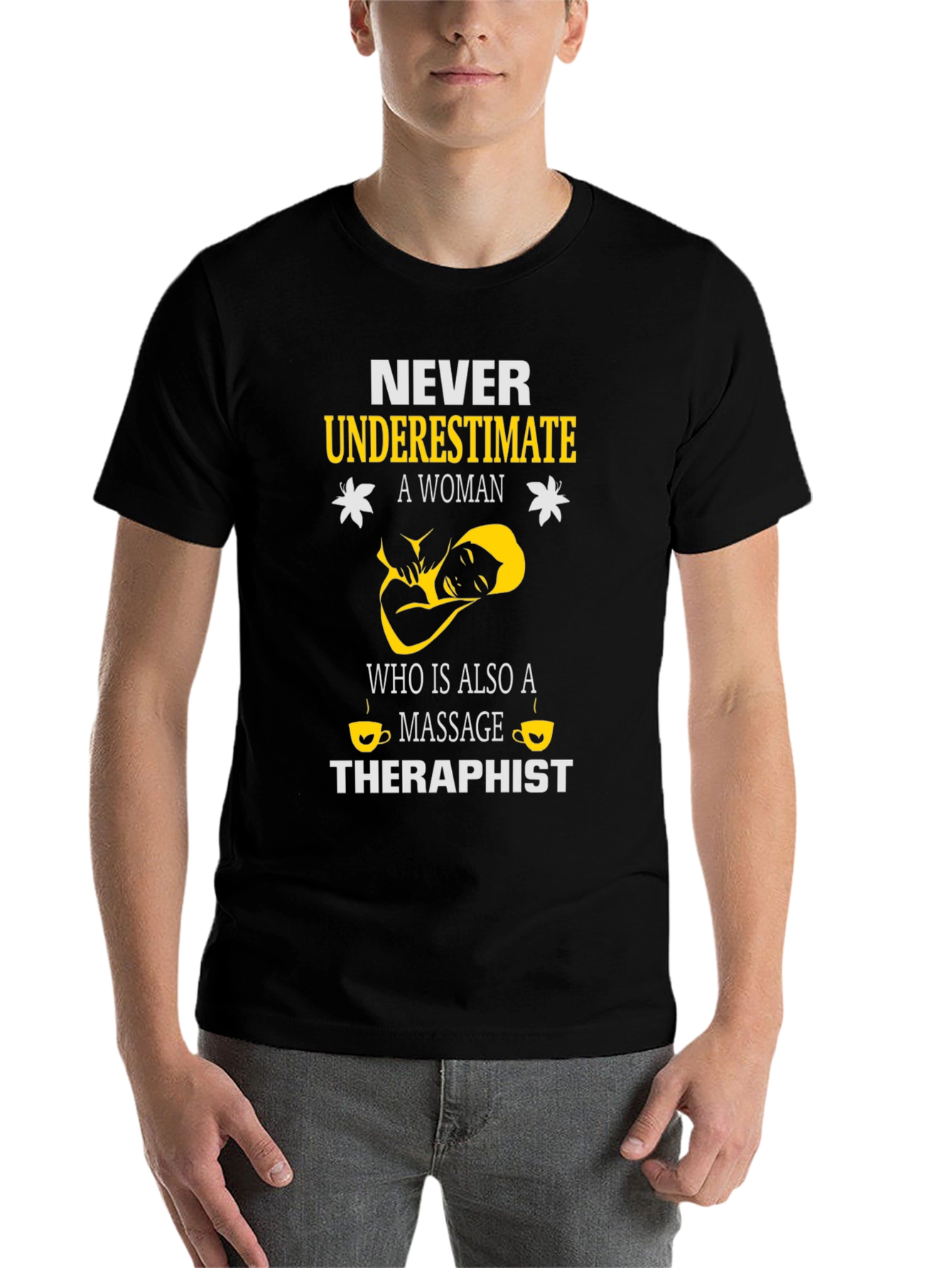 Black Massage Therapist T-Shirt - Never Underestimate A Woman view 7