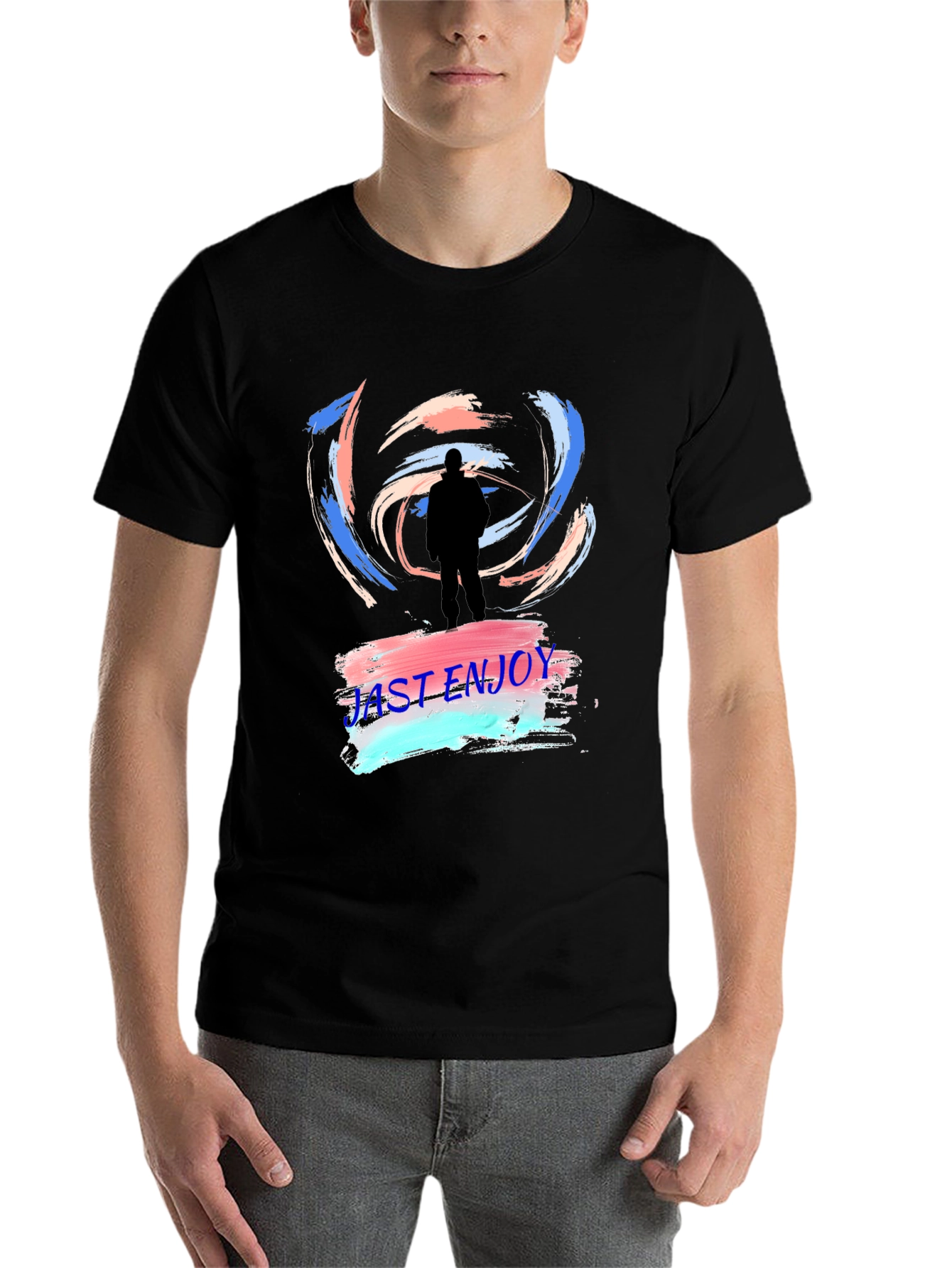 Black Just Enjoy Black Graphic Tee - Trendy Casual Wear view 7
