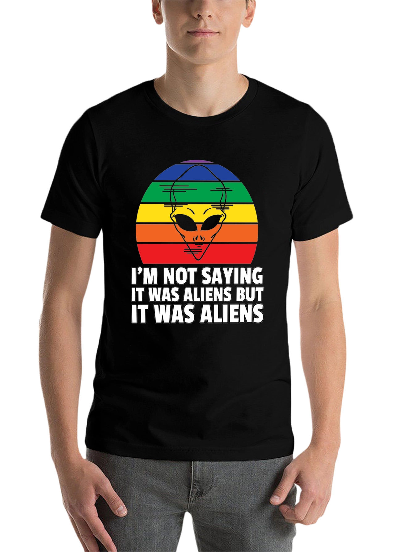 Black Retro Alien Graphic T-Shirt: I'm Not Saying... But Aliens! view 7