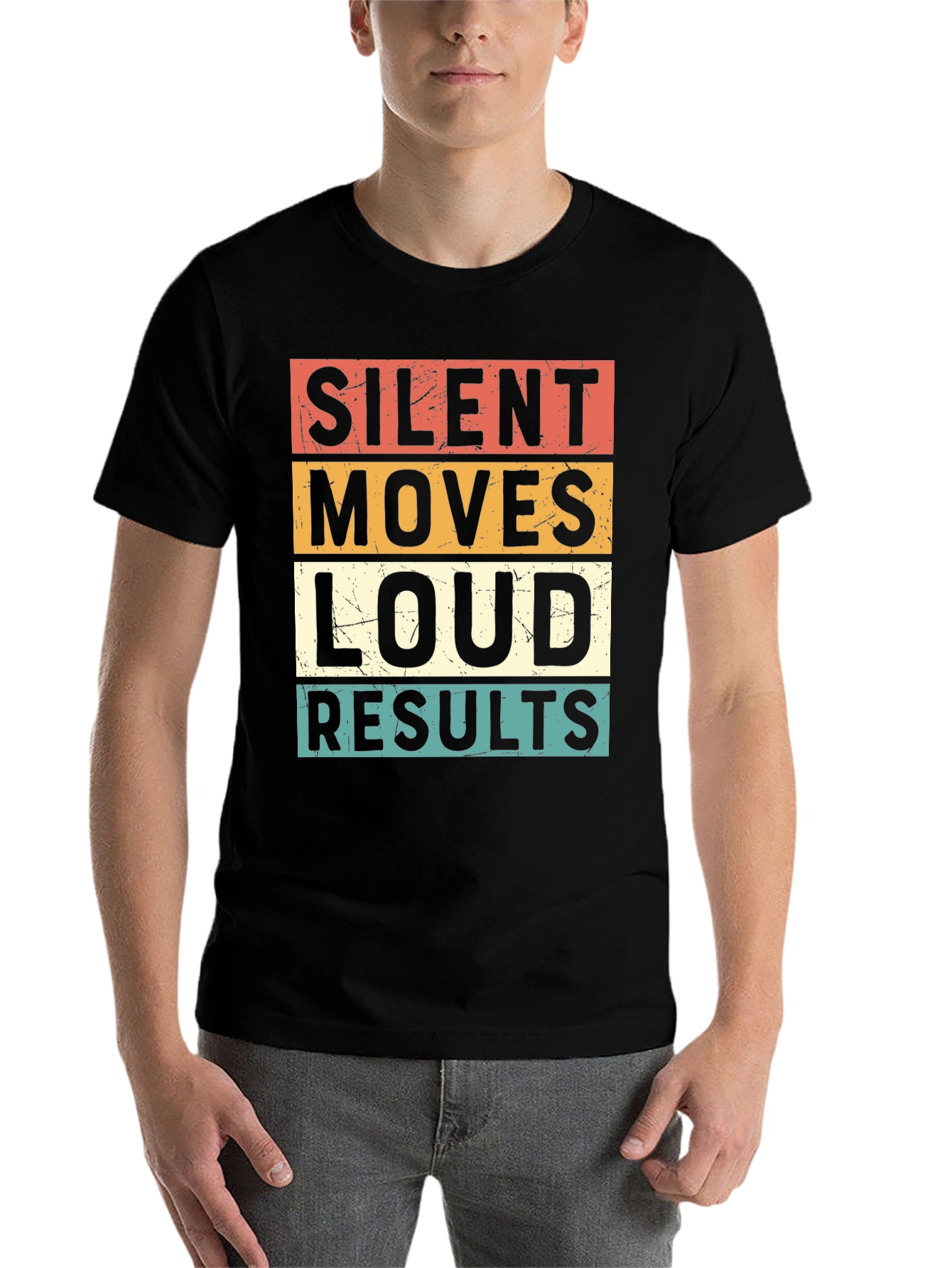 Black Silent Moves Loud Results Graphic Tee view 7