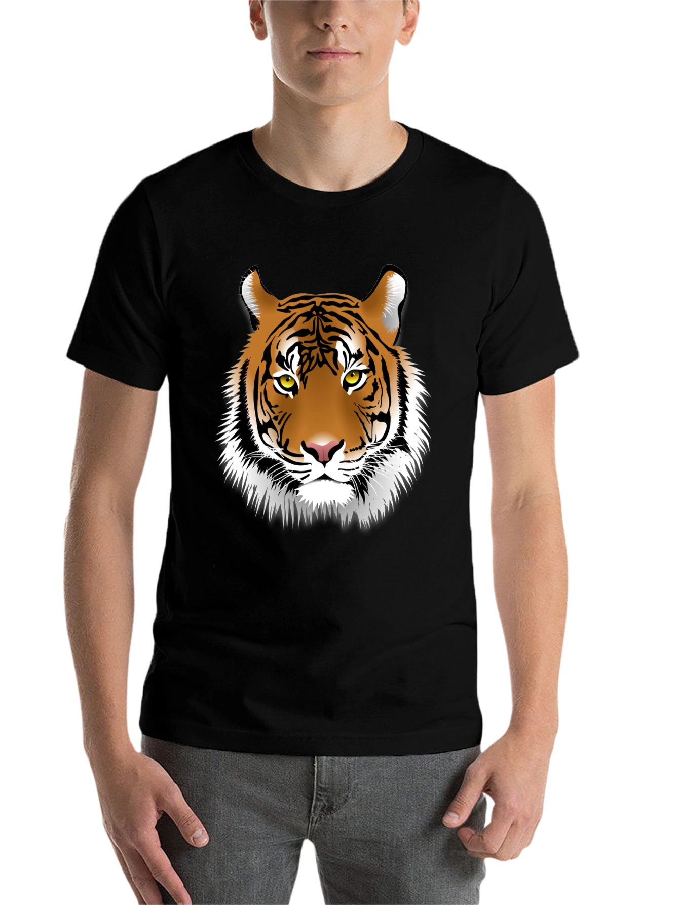 Black Tiger Graphic Tee - Black Cotton Blend T-Shirt view 7