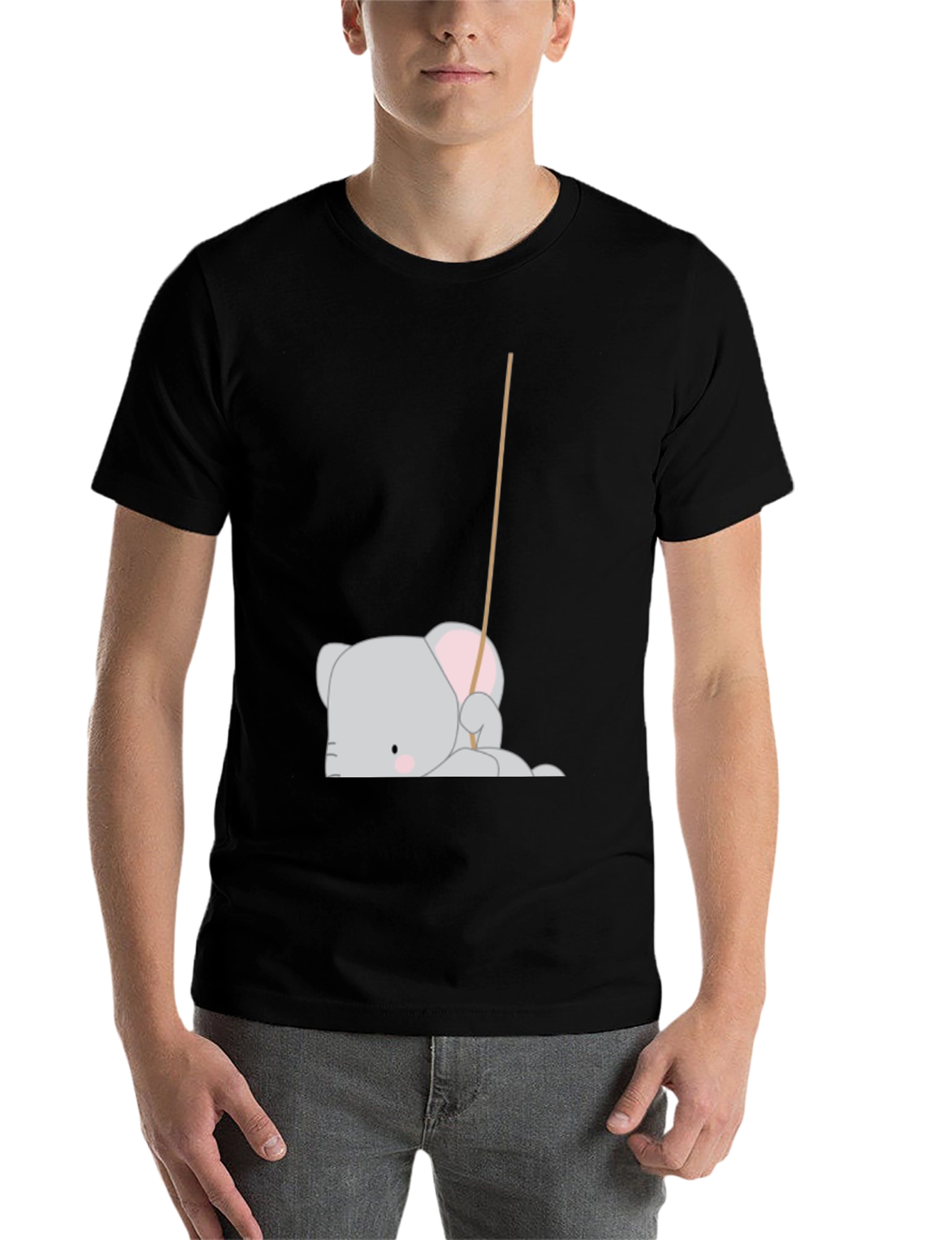 Black Cute Elephant T-Shirt - Black view 7