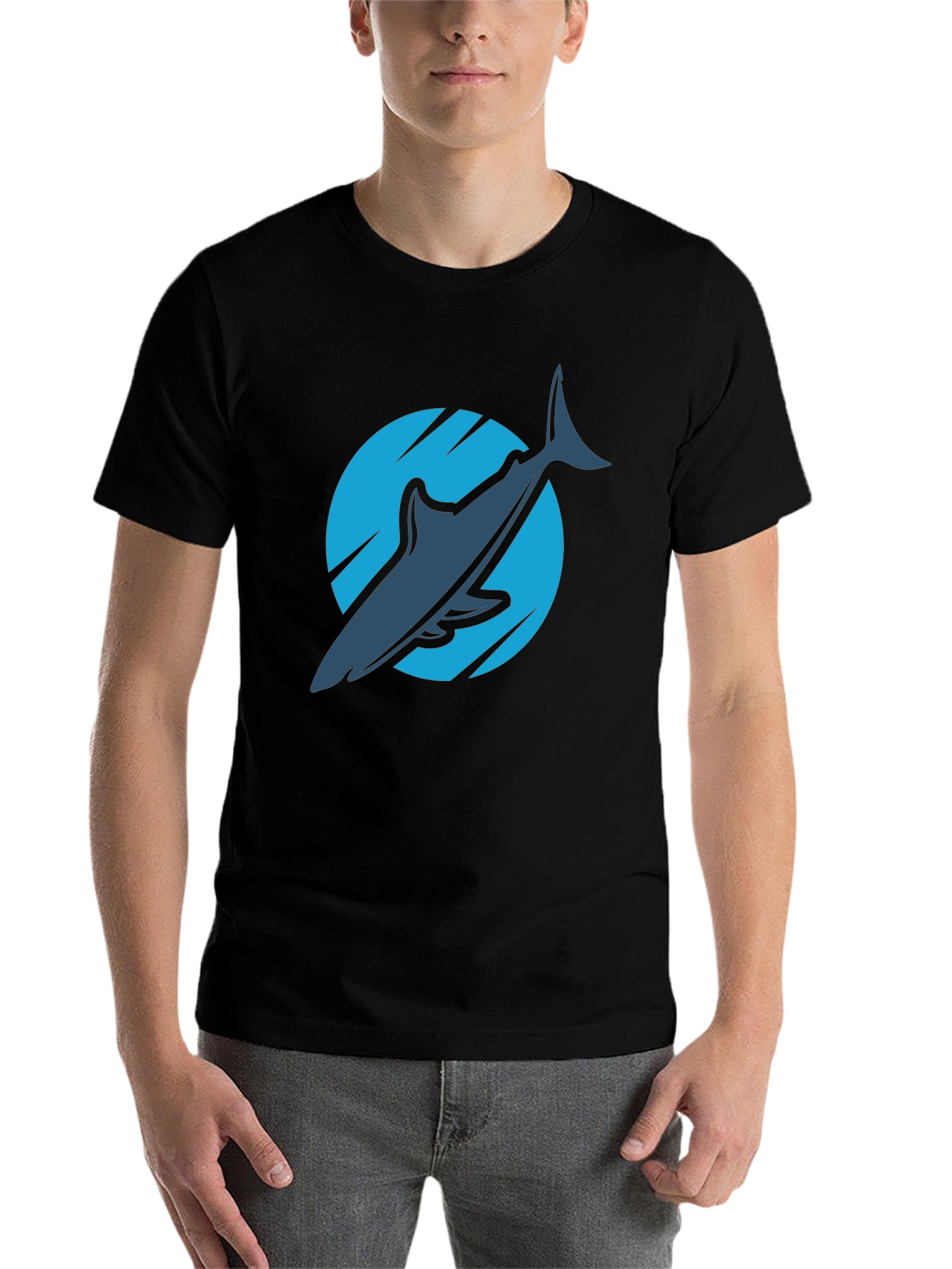 Black Shark Graphic T-Shirt - Men's Black Tee view 7