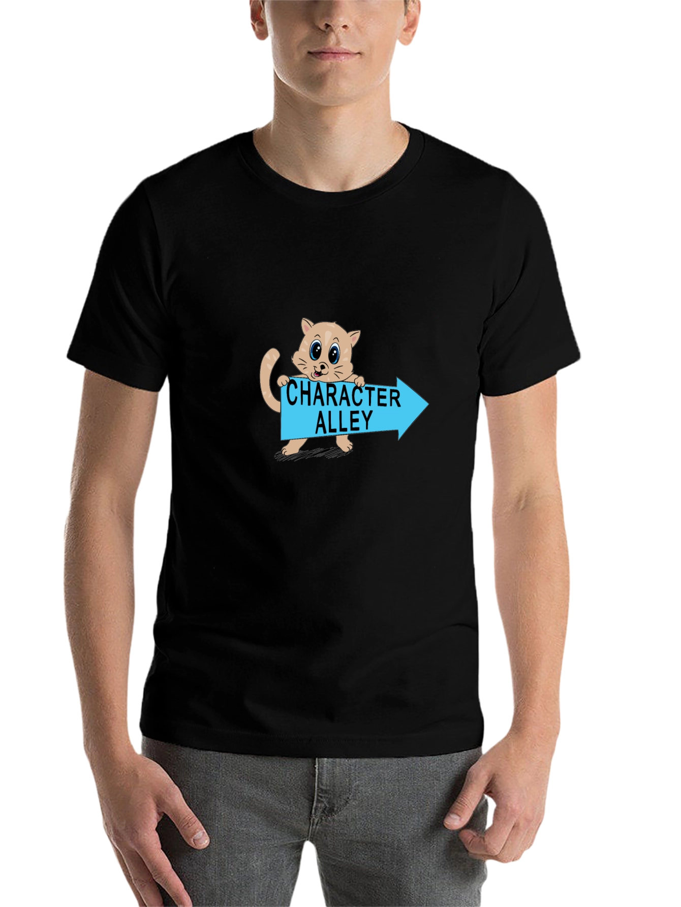 Black Character Alley Cat T-Shirt - Funny Cartoon Tee view 7