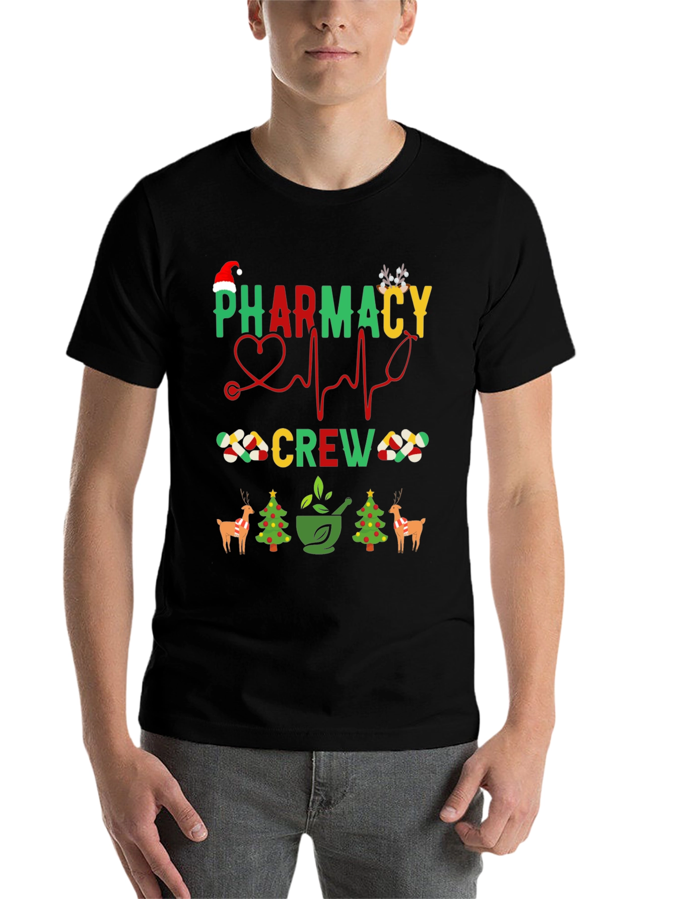 Black Pharmacy Crew Christmas T-Shirt view 7