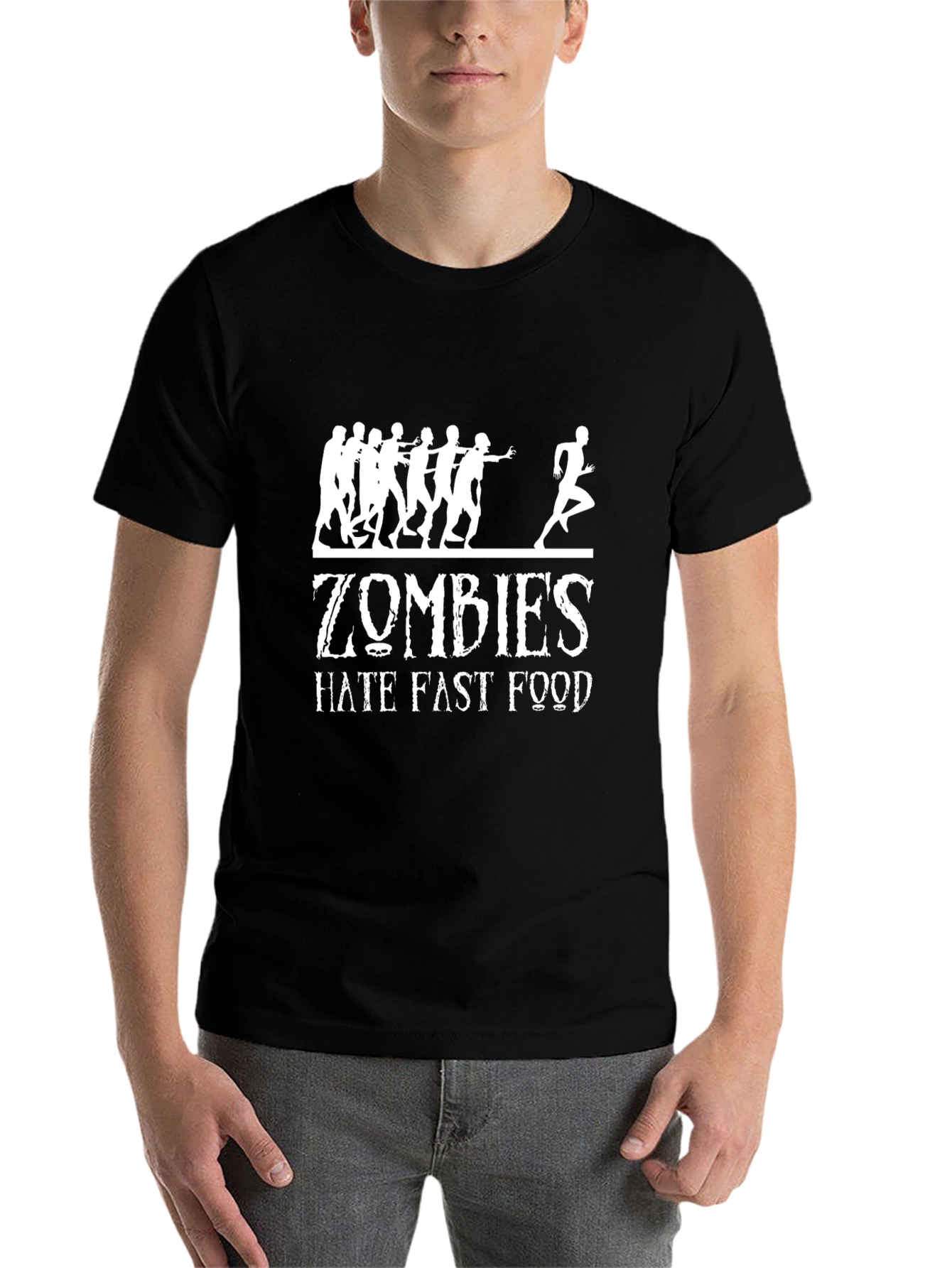 Black Zombies Hate Fast Food Graphic T-Shirt view 7