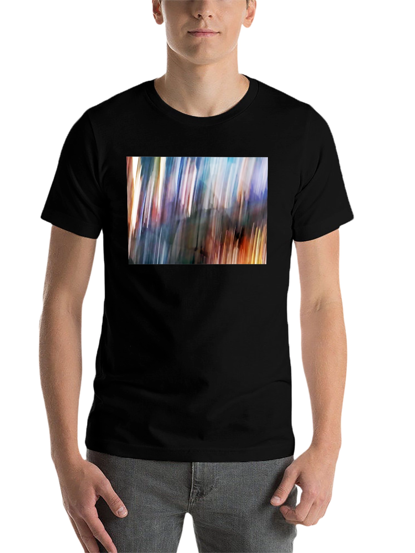 Black Abstract Blur Art Print Black T-Shirt view 7