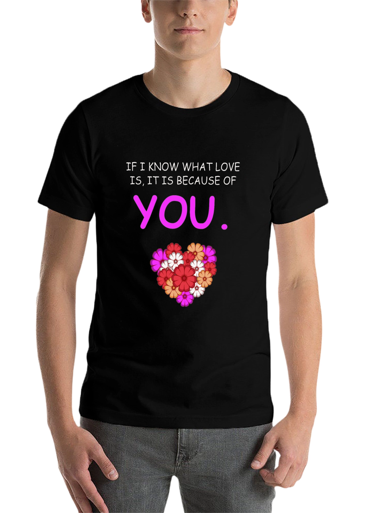 Black Love is You T-Shirt - Floral Heart Graphic Tee view 7