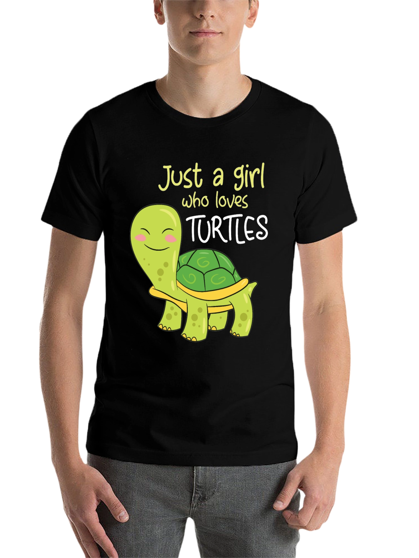 Black Cute Turtle Lover T-Shirt - Just A Girl Who Loves Turtles! view 7