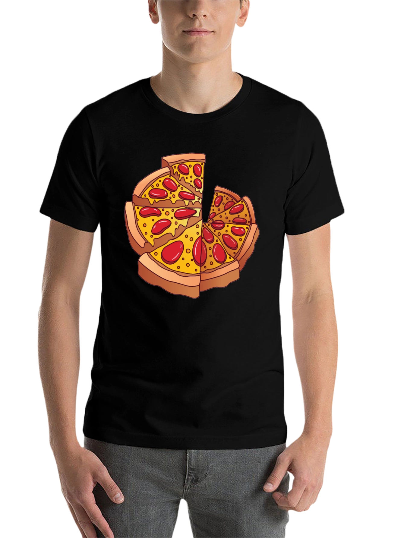 Black Pizza Slice Graphic Black T-Shirt view 7