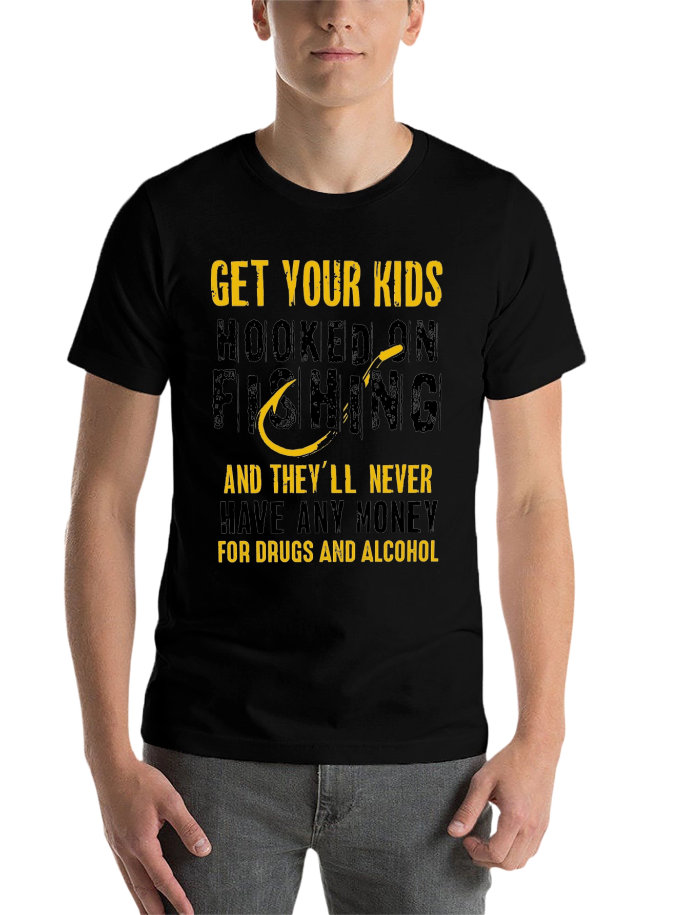 Black Get Your Kids Hooked On Fishing T-Shirt view 7