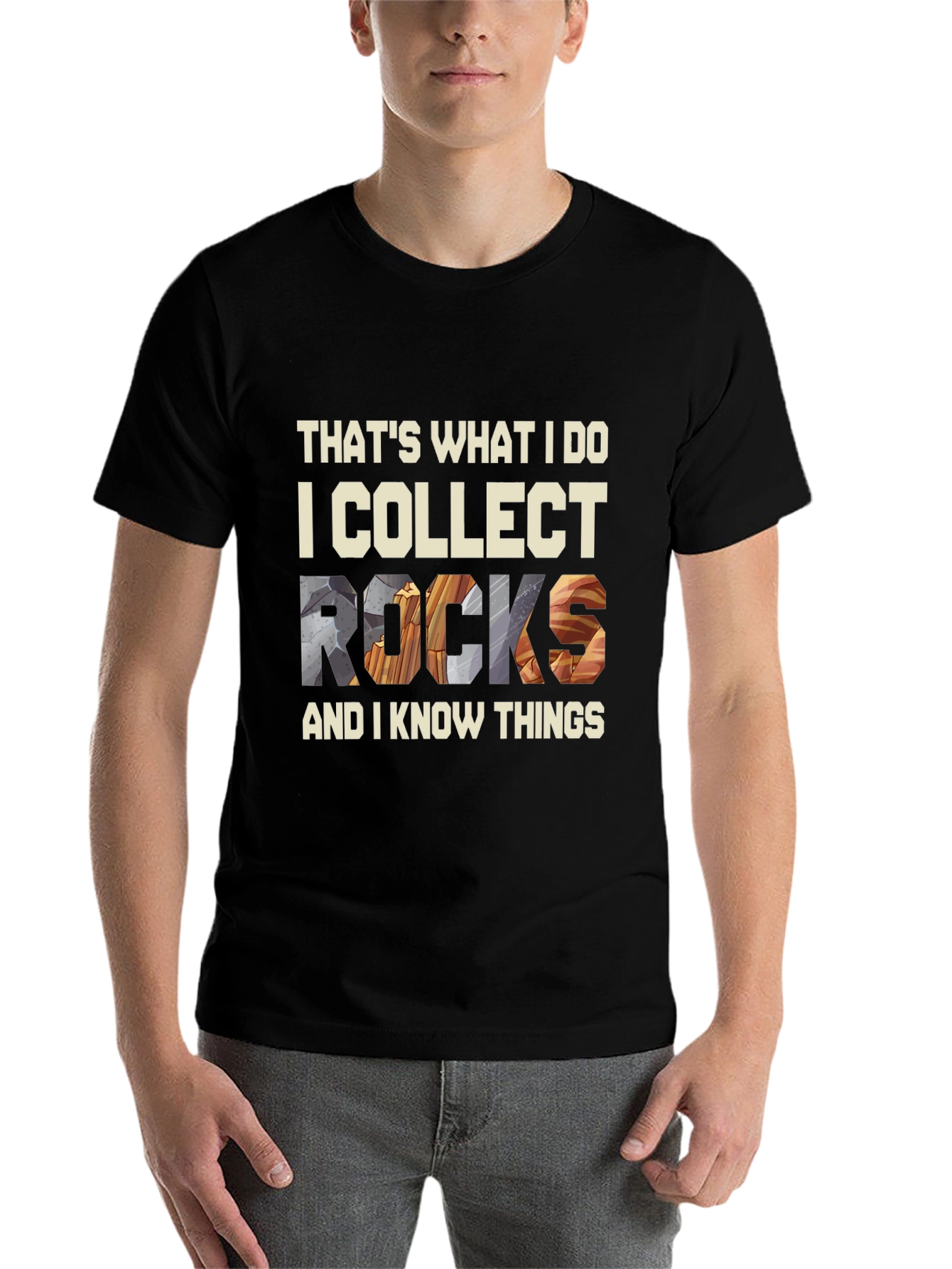 Black I Collect Rocks T-Shirt: Geologist Humor Tee view 7