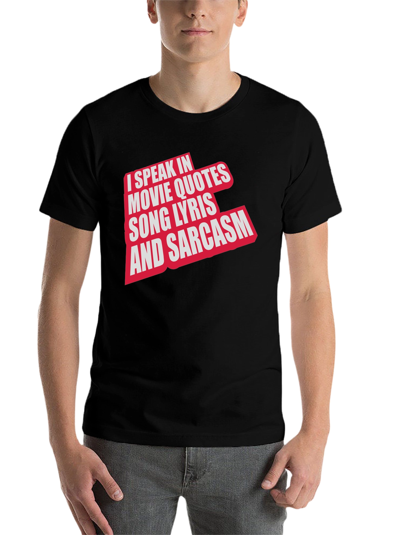 Black Movie Quotes & Sarcasm Black T-Shirt view 7