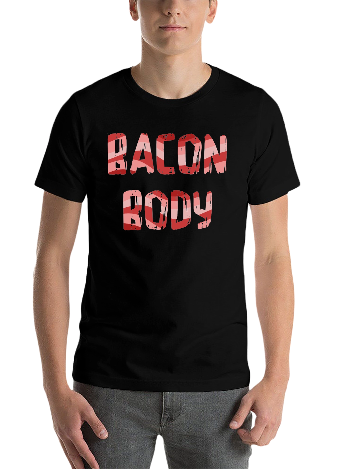Black Bacon Body T-Shirt Funny Foodie Tee view 7