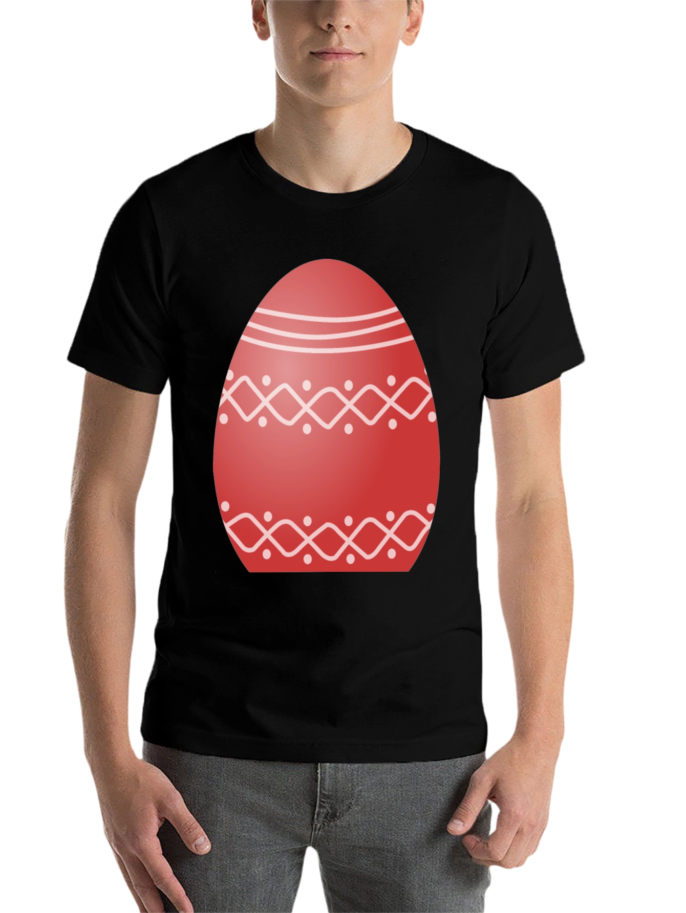 Camiseta Negra Huevo Pascua Decorado