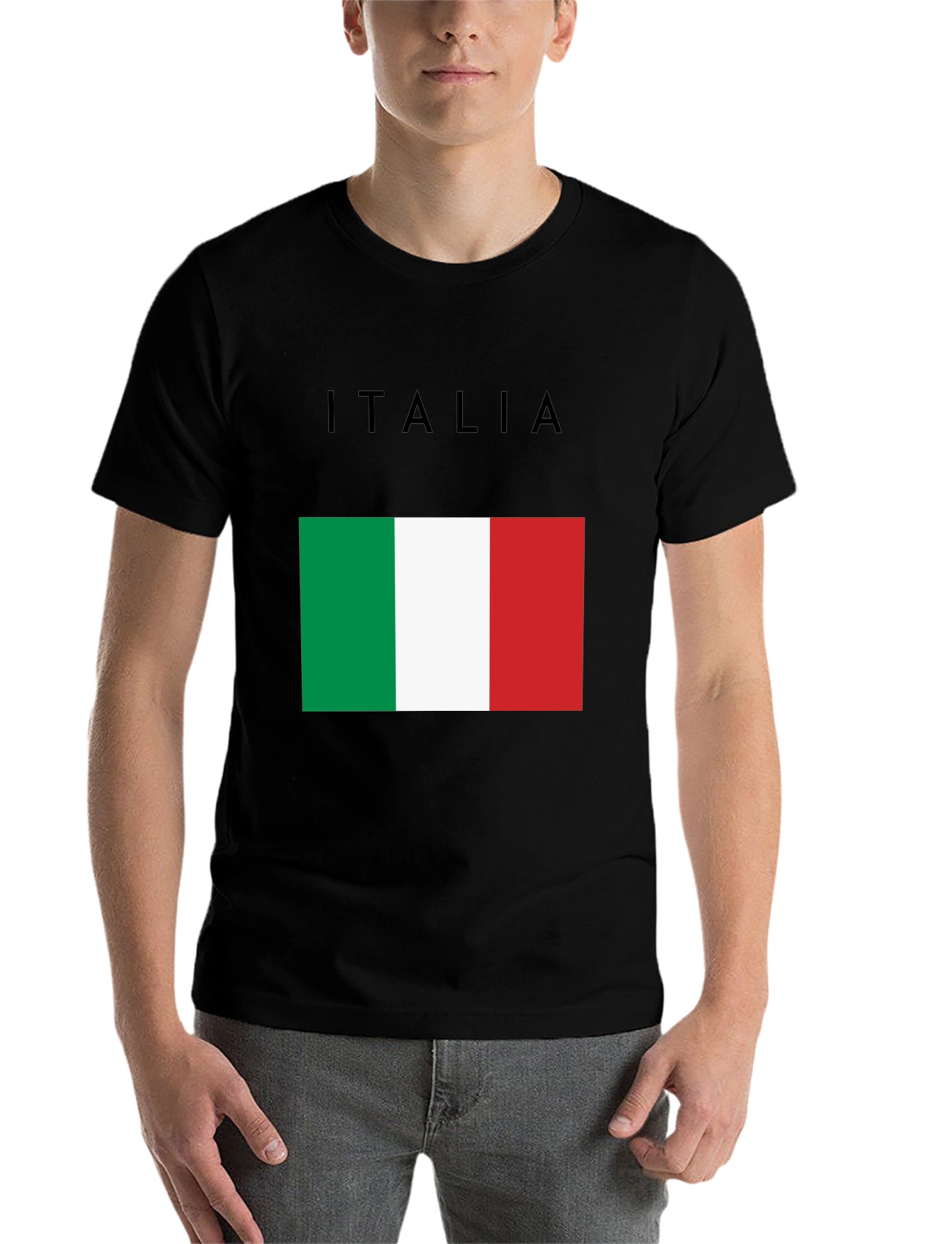Black Italy Flag Graphic T-Shirt - Black Casual Tee view 7