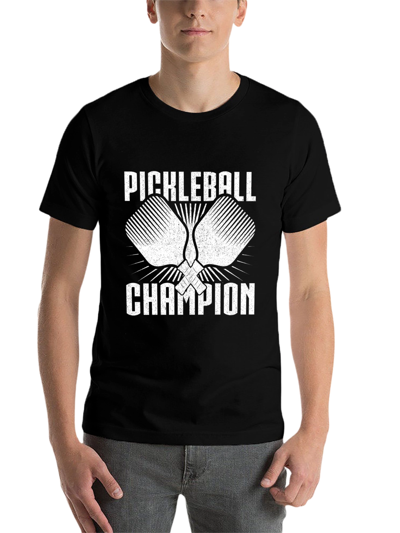 Black Pickleball Champion Graphic Tee - Black Cotton Shirt view 7