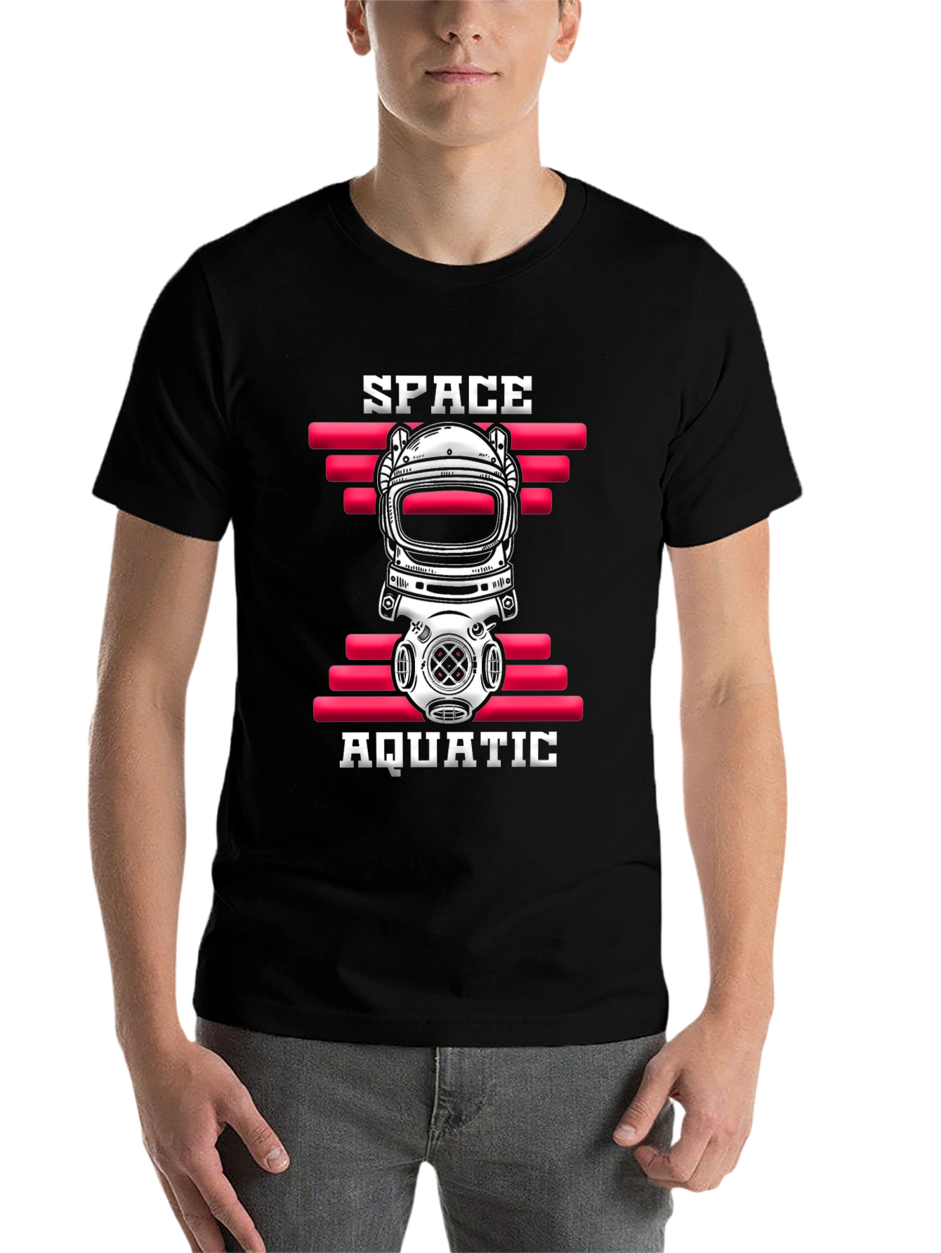 Black Space Aquatic T-Shirt - Unique Design view 7