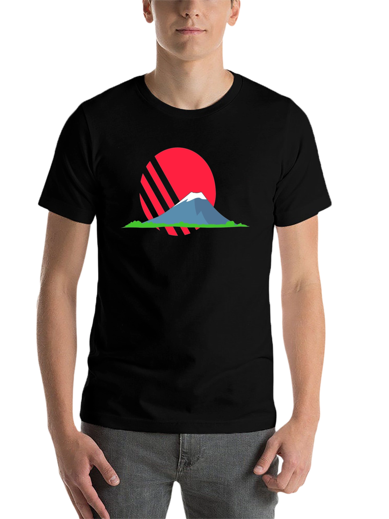Black Sunset Mountain Graphic T-Shirt view 7