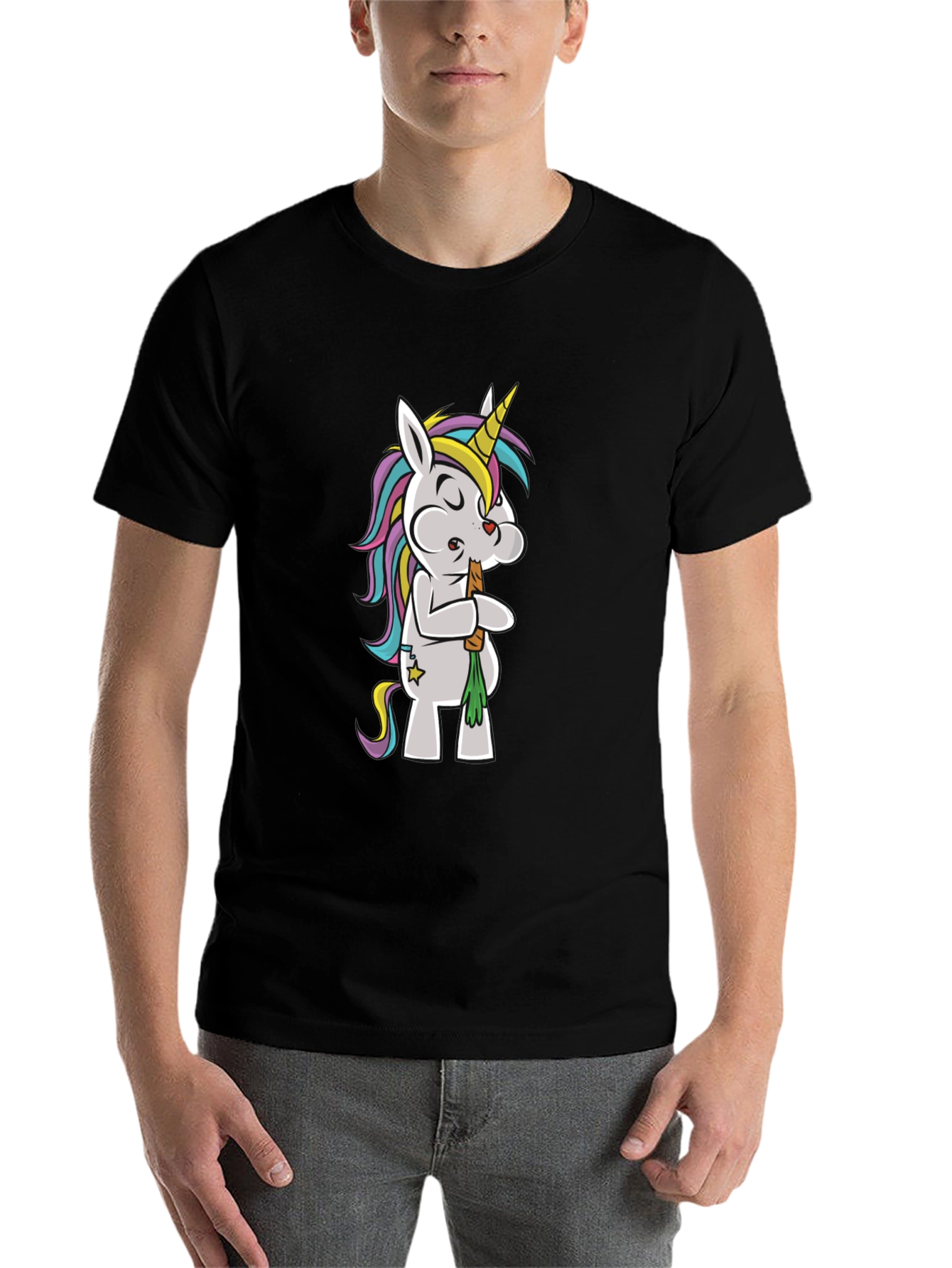 Black Unicorn Smoking Weed Funny T-Shirt view 7
