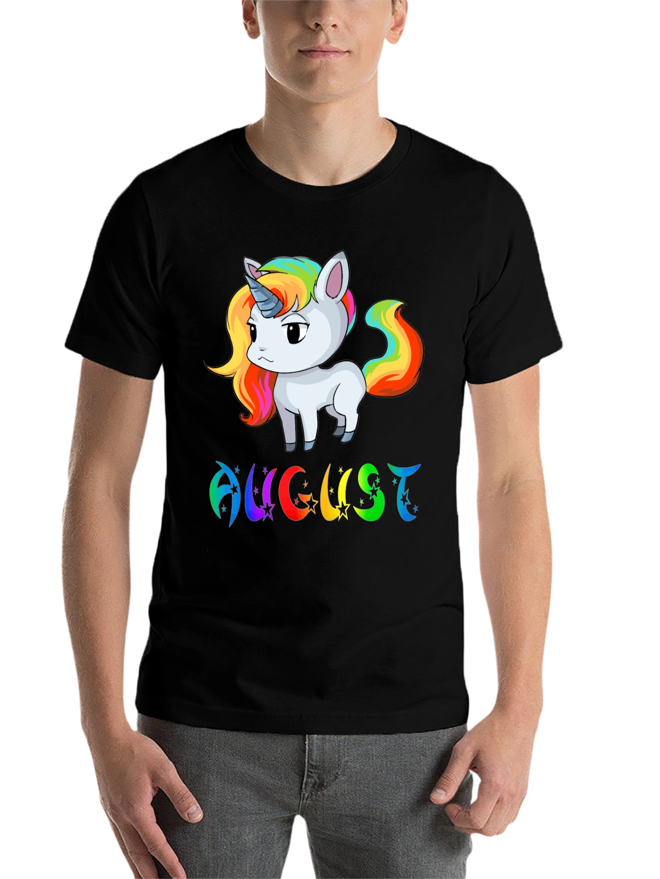 Black August Unicorn Birthday T-Shirt view 7