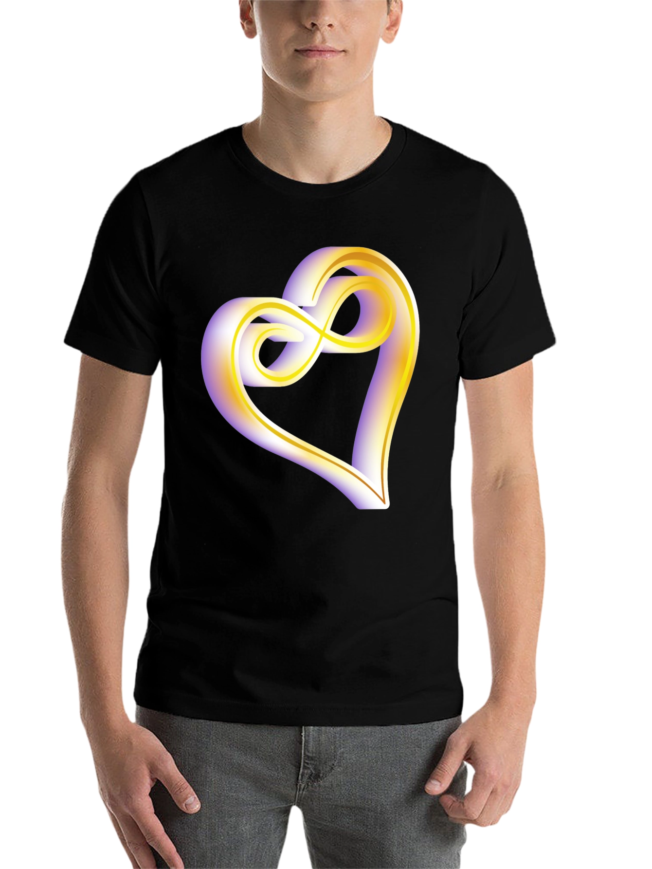 Black Heart Infinity Symbol Graphic Tee - Soft Black Cotton view 7