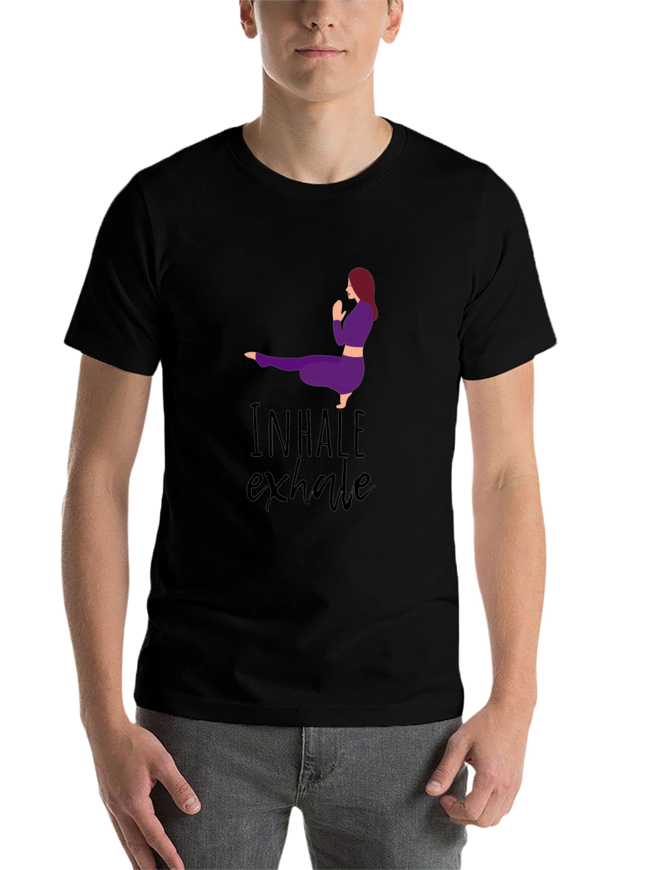 Black Inhale Exhale Yoga Graphic Tee - Black view 7