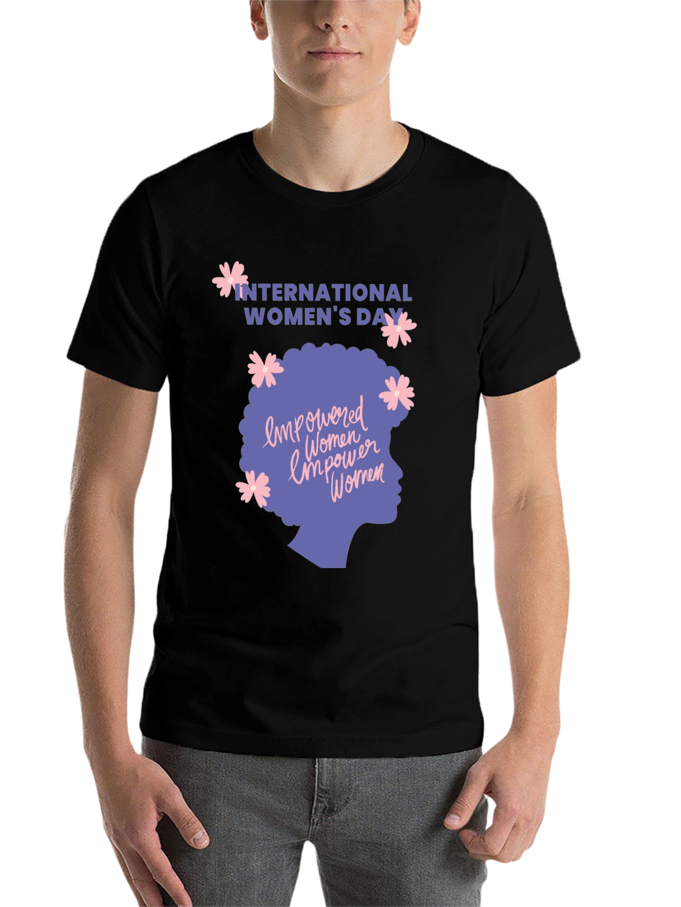 Black International Women's Day Empowered Women T-Shirt view 7