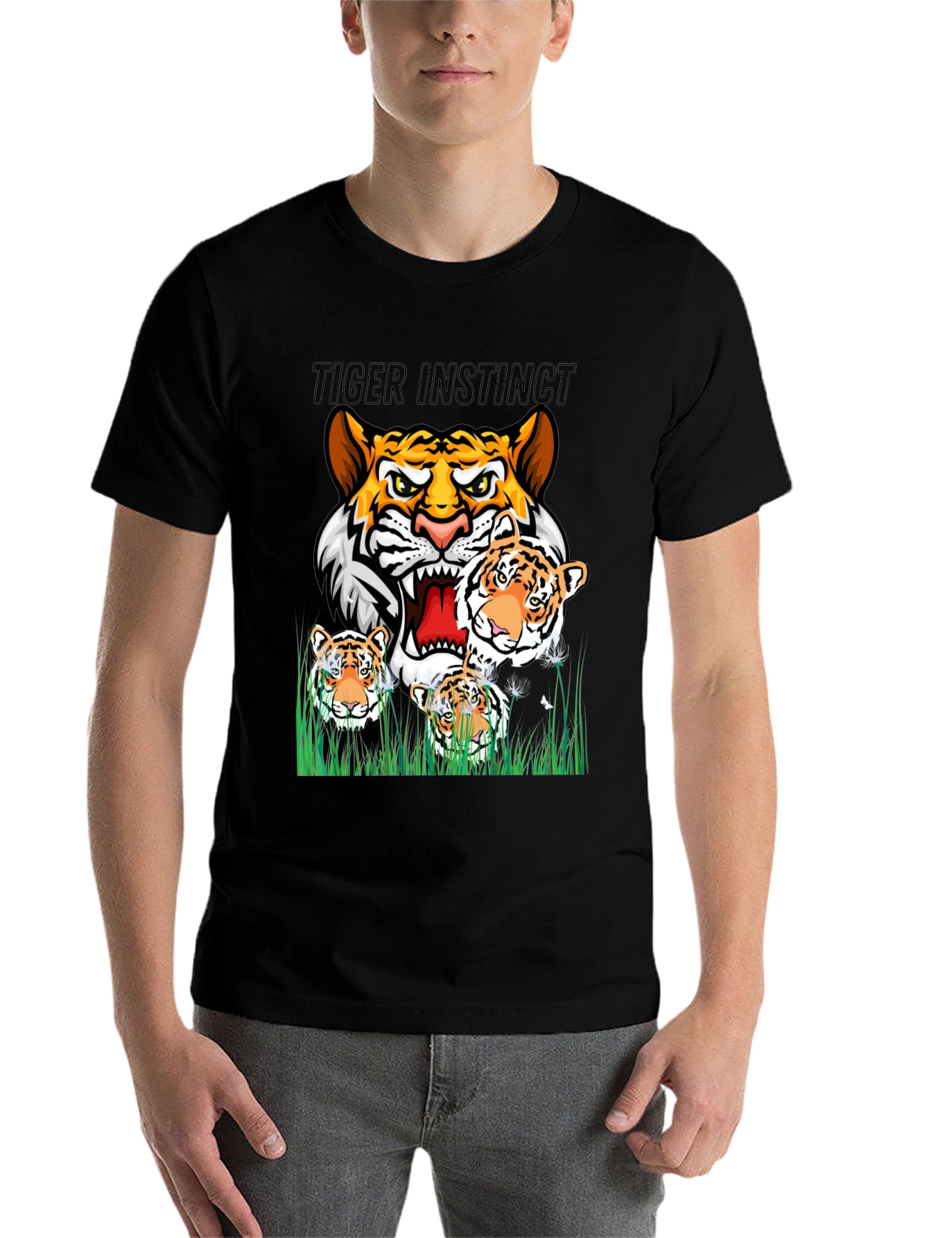Black Tiger Instinct Black Graphic T-Shirt view 7