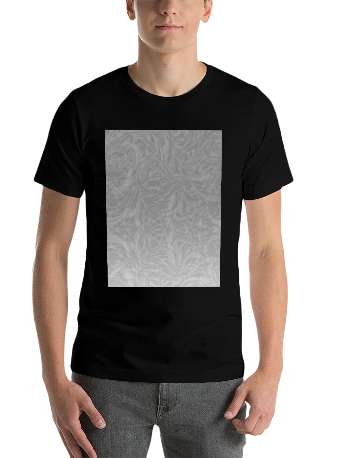 Black Abstract Grey Pattern Black Tee view 7