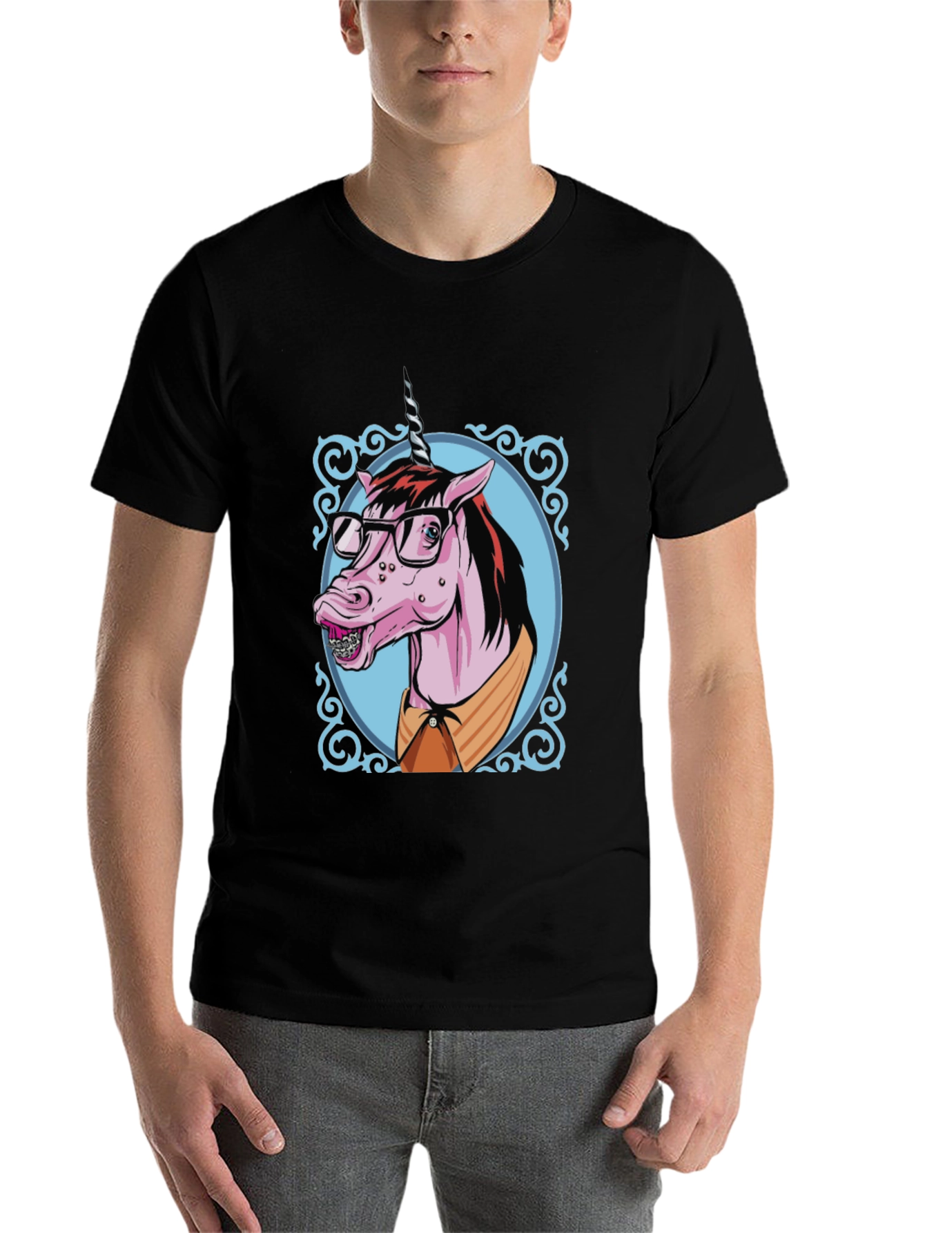 Black Unicorn Geek Graphic T-Shirt view 7