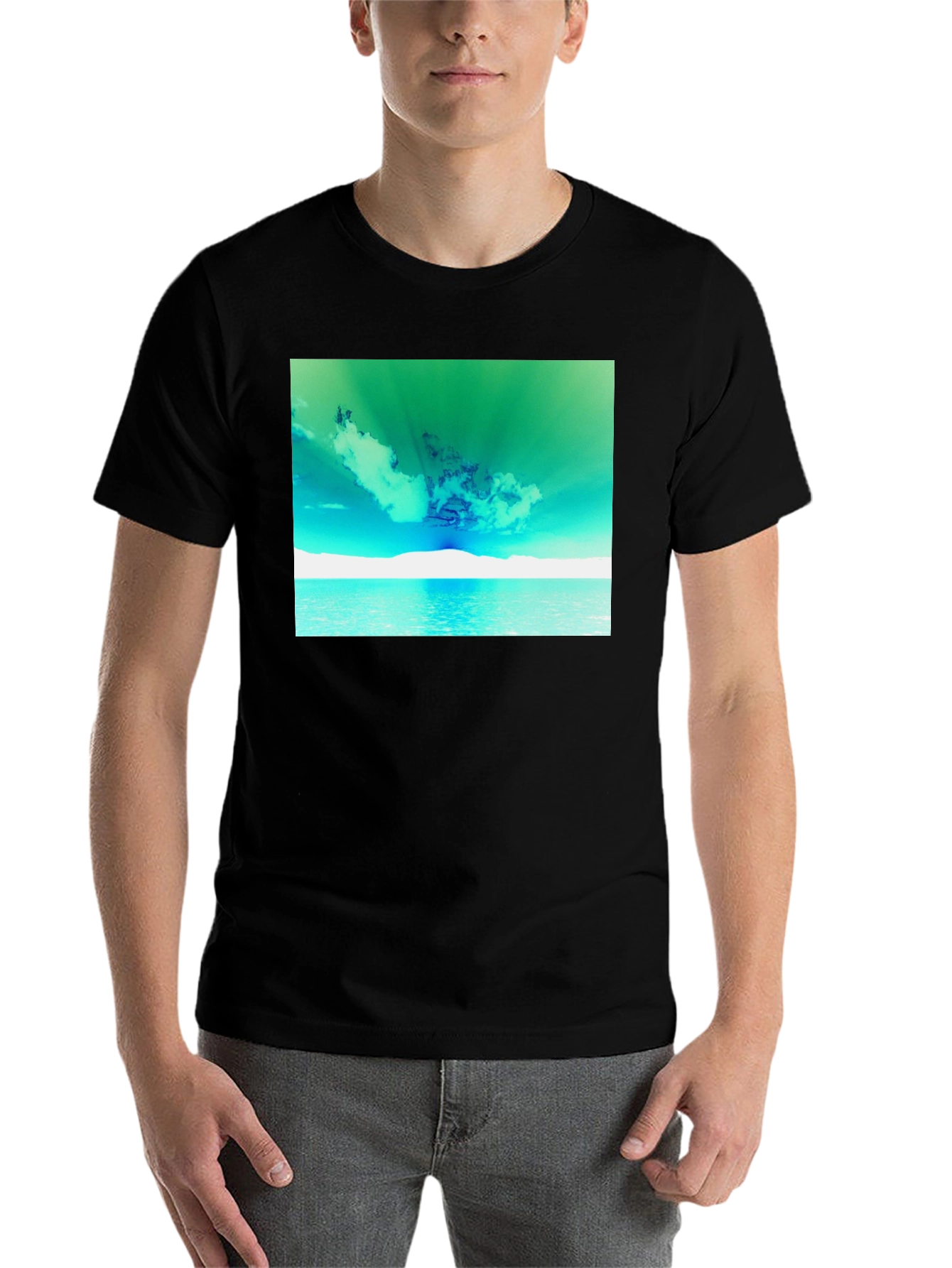 Black Surreal Sky Graphic Tee - Black Cotton Comfort view 7