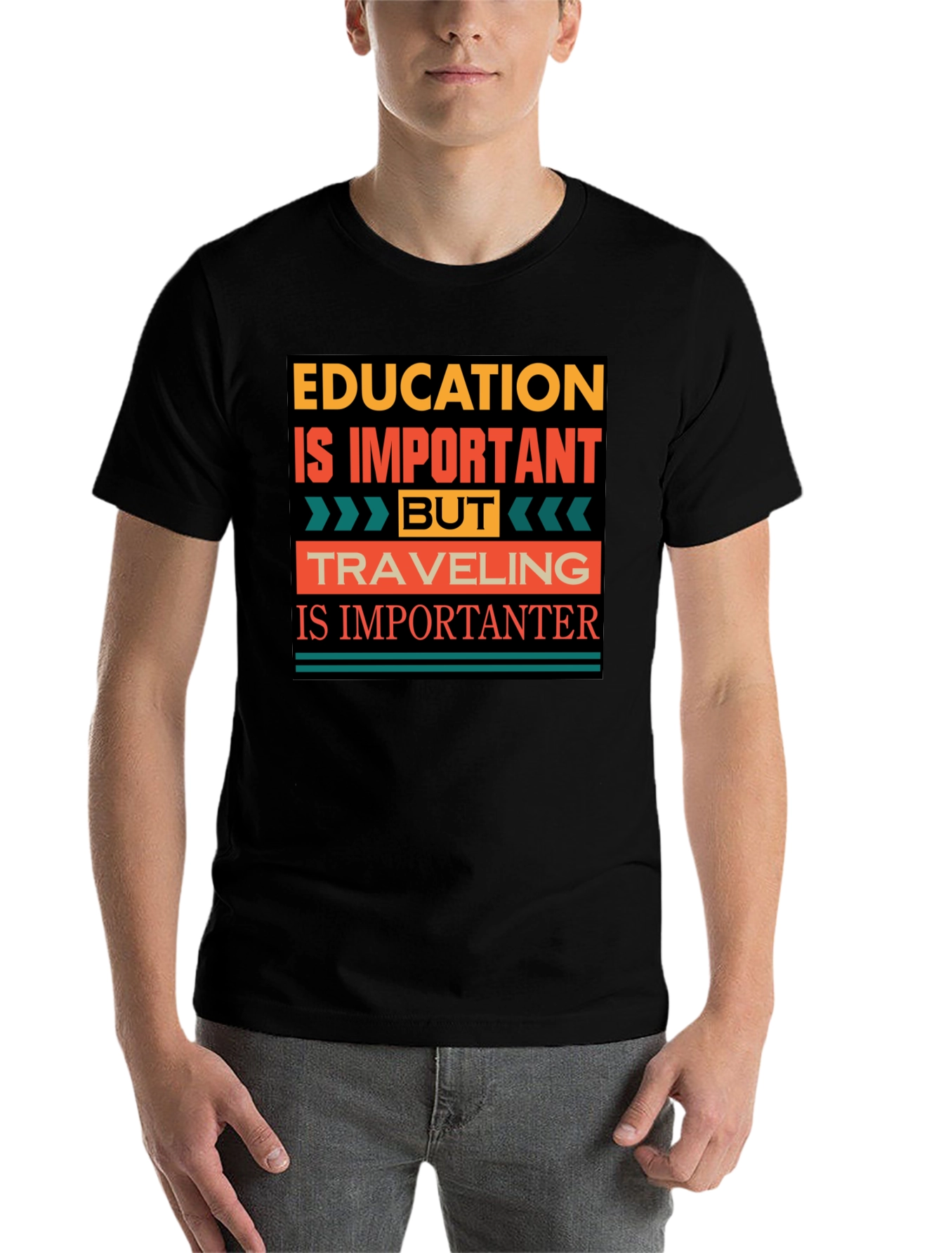 Black Education vs Travel T-Shirt - Importanter view 7