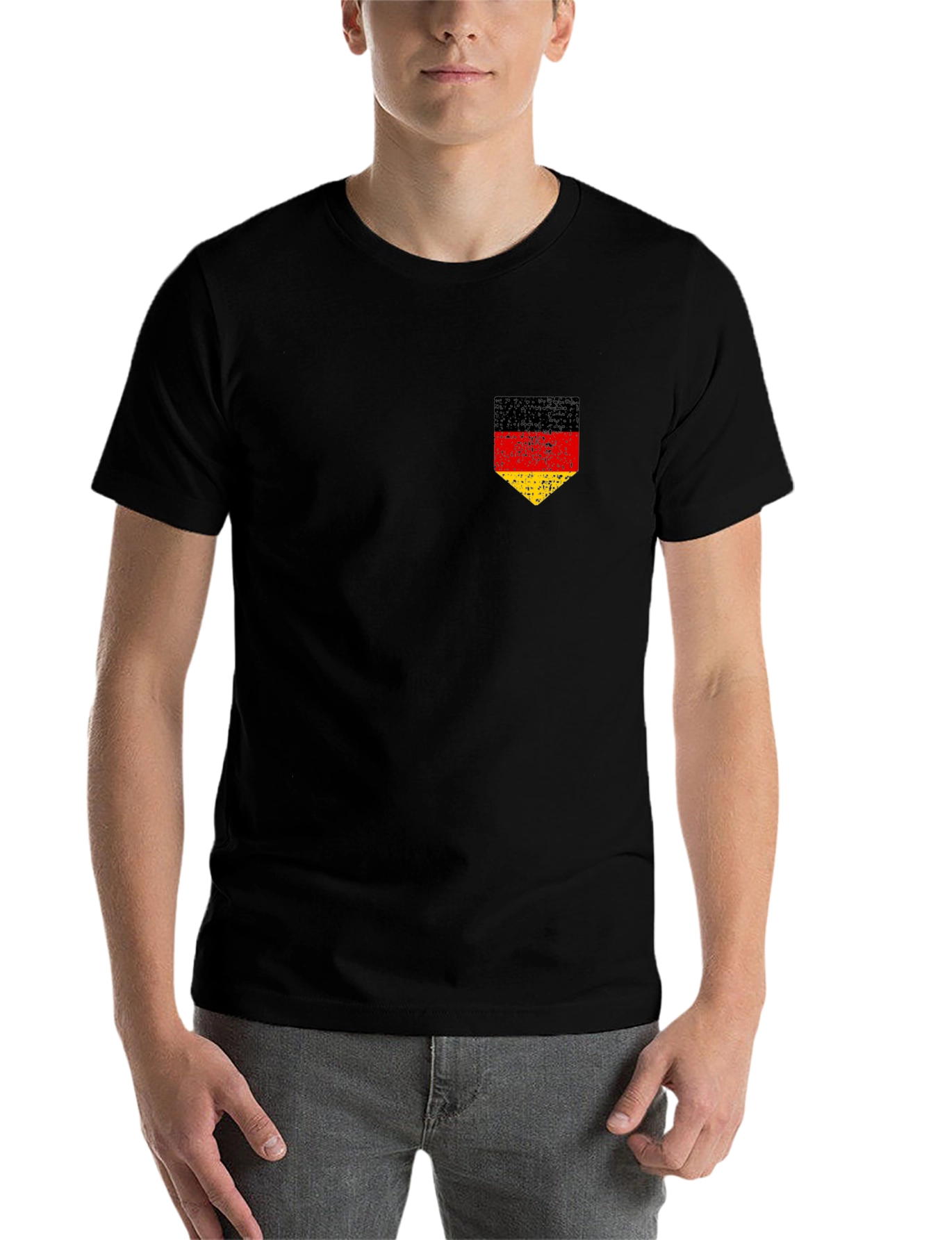 Black German Flag Pocket Tee - Distressed Design view 7