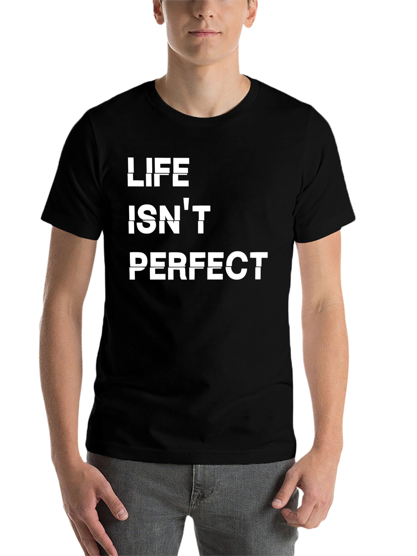 Black Life Isn't Perfect Graphic Tee - Relaxed Fit view 7