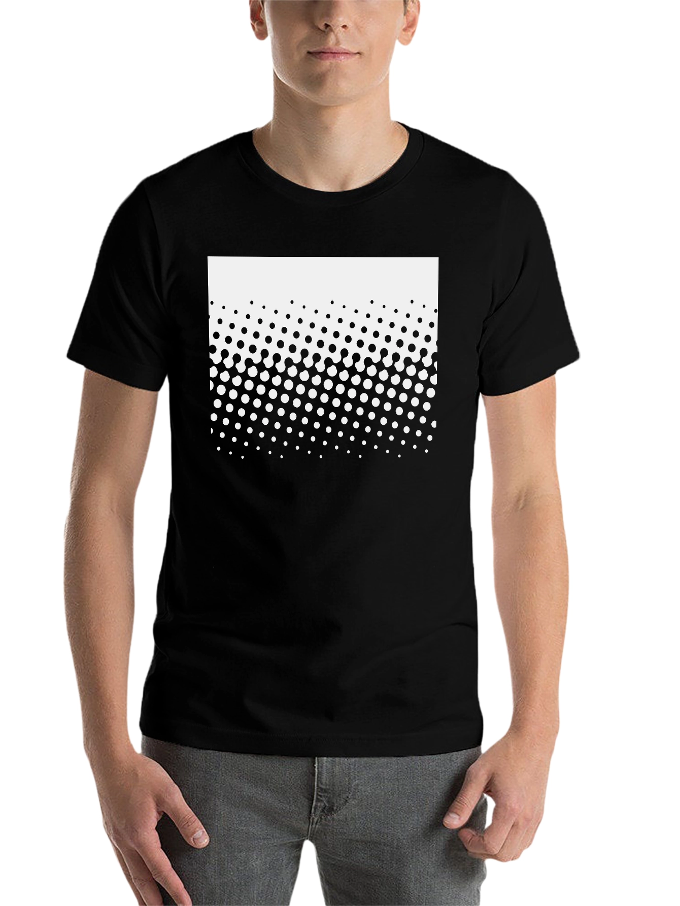 Black Modern Halftone Graphic Black T-Shirt view 7