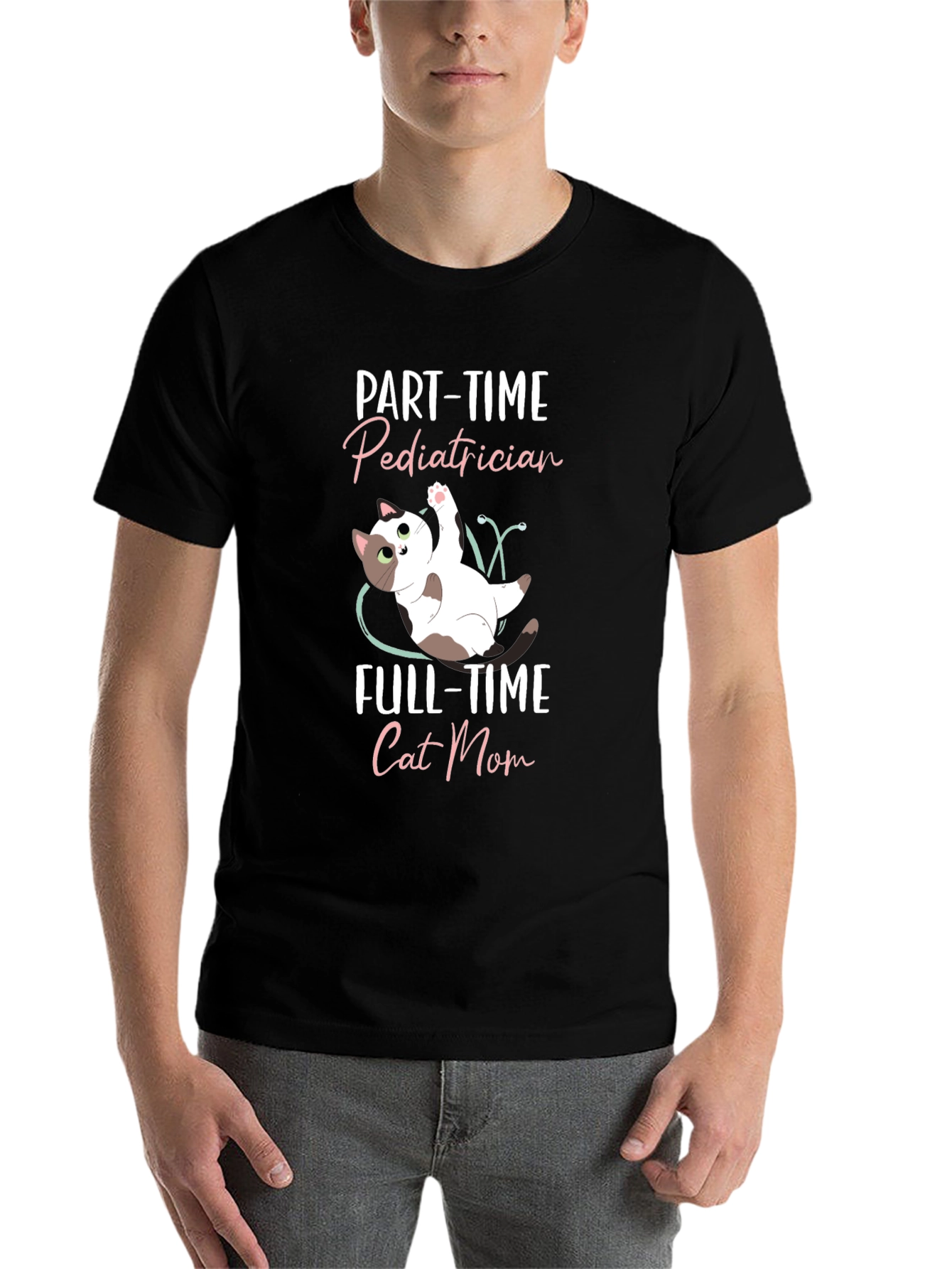 Black Pediatrician Cat Mom T-Shirt - Cute Cat Lover Tee view 7