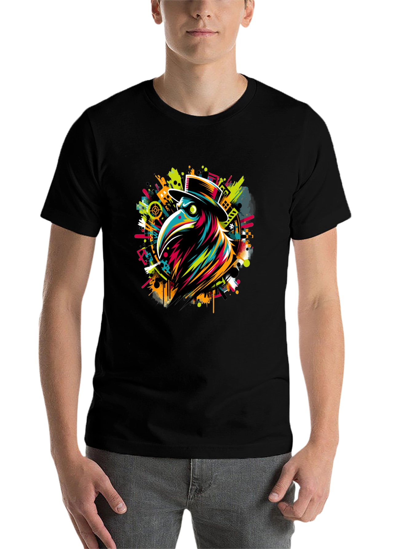 Black Plague Doctor T-Shirt - Vivid Graphic Tee view 7