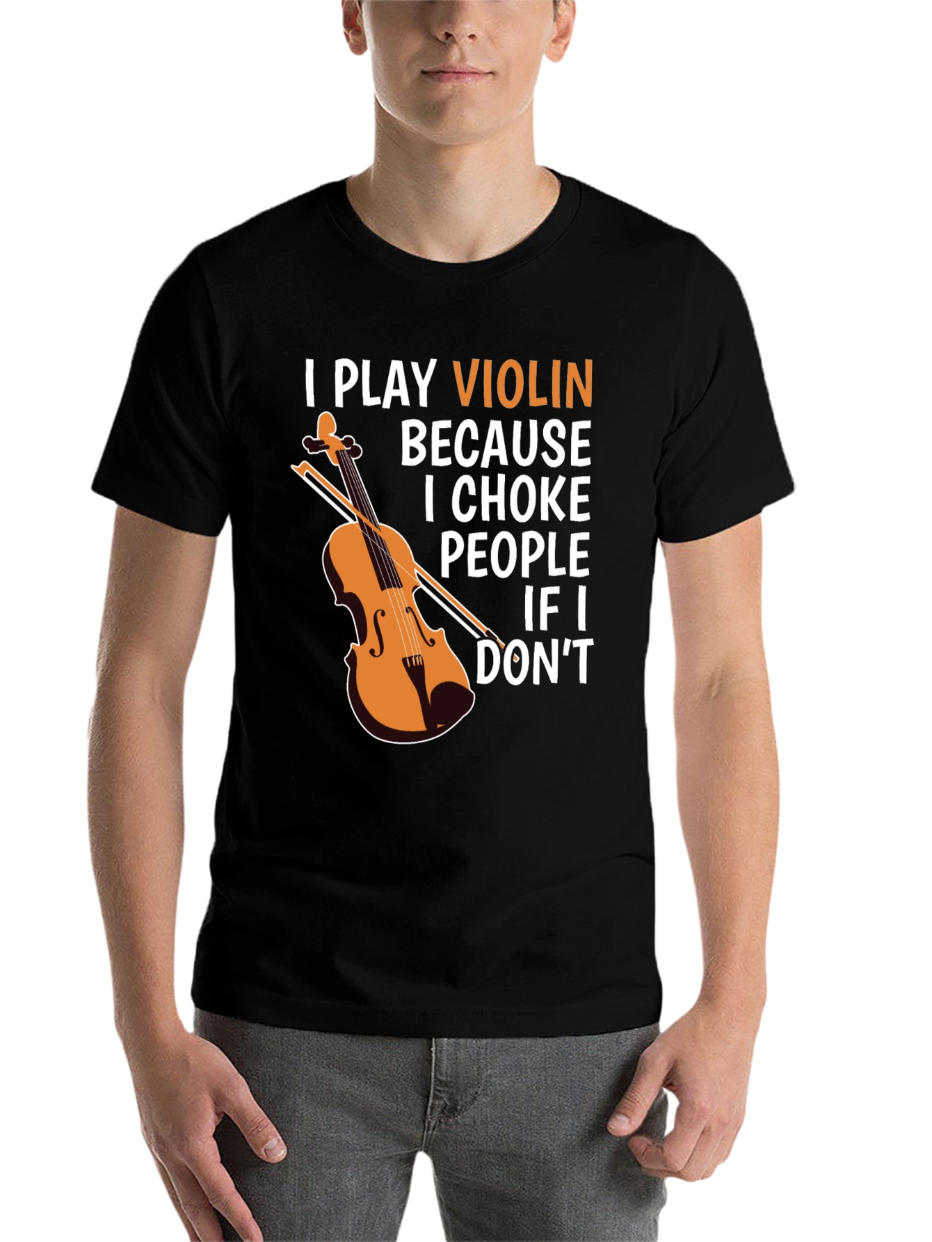 Black Violin Choke Funny Graphic Tee view 7