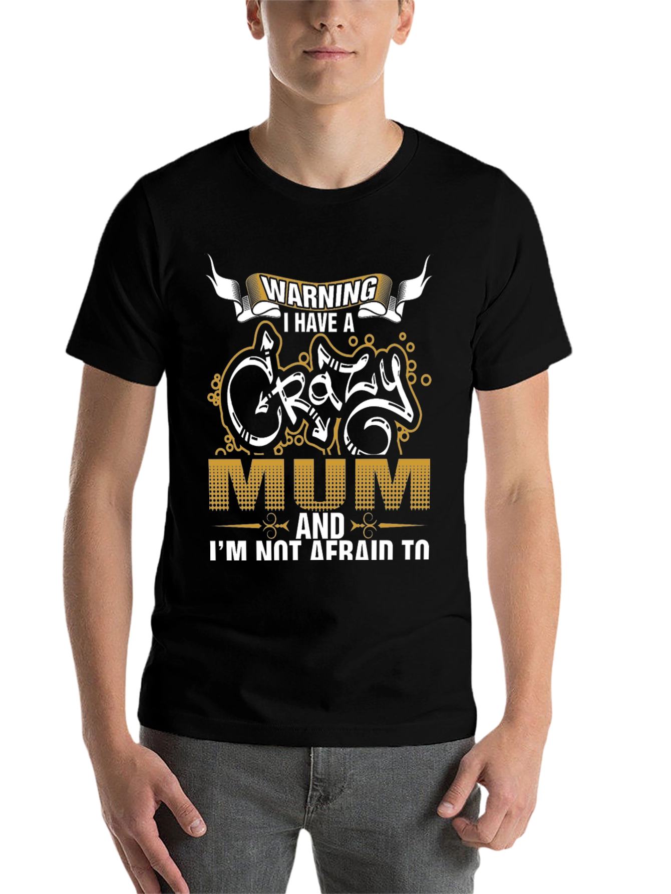 Black Warning Crazy Mum Graphic Tee view 7