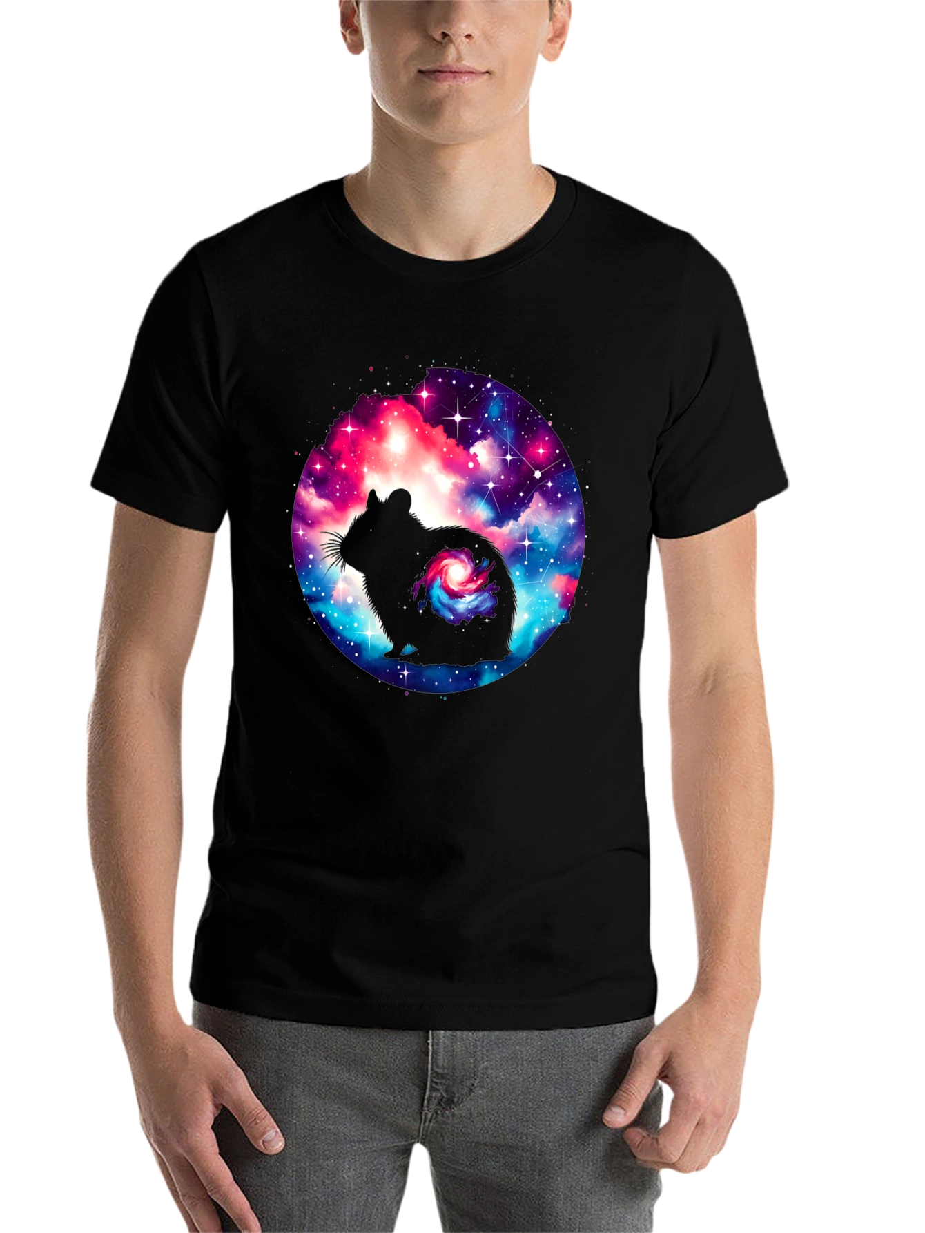 Black Galaxy Hamster Graphic T-Shirt view 7