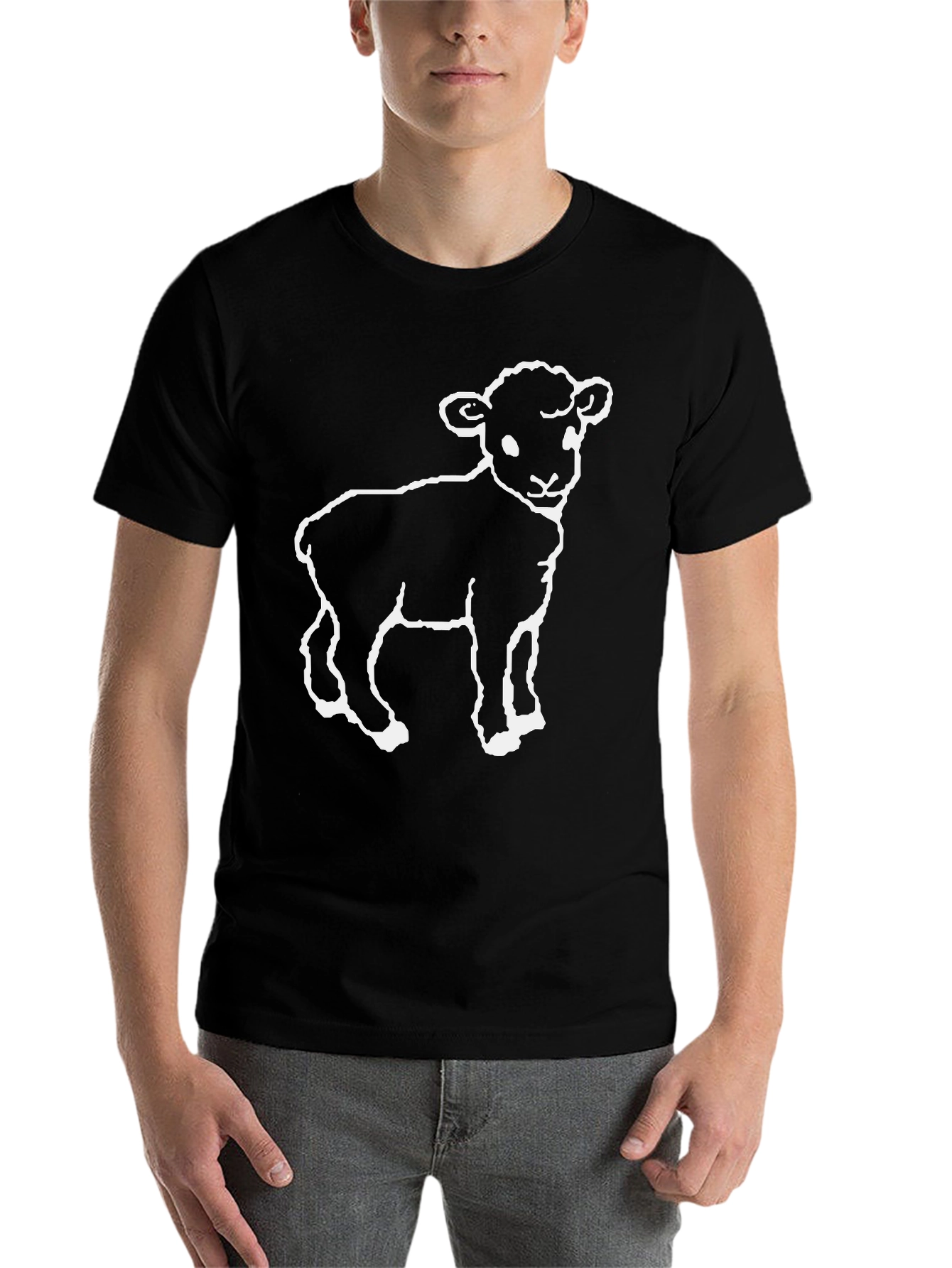 Black Lamb Graphic T-Shirt - Black Cotton Blend view 7