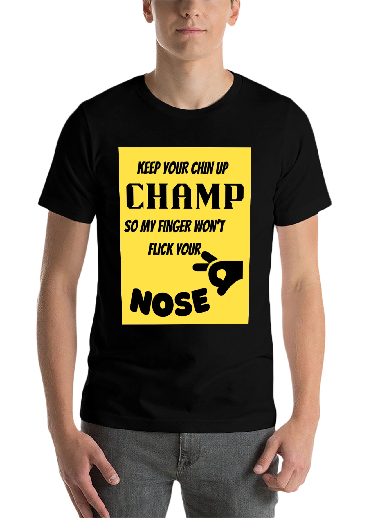 Black Keep Your Chin Up Champ T-Shirt Funny Novelty Tee view 7